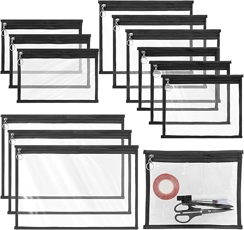 Miniatura 9 de Bolsas transparentes con cremallera, bolsa impermeable de PVC, portátil, duradera, multiusos, bolsa organizadora transparente para cosméticos,