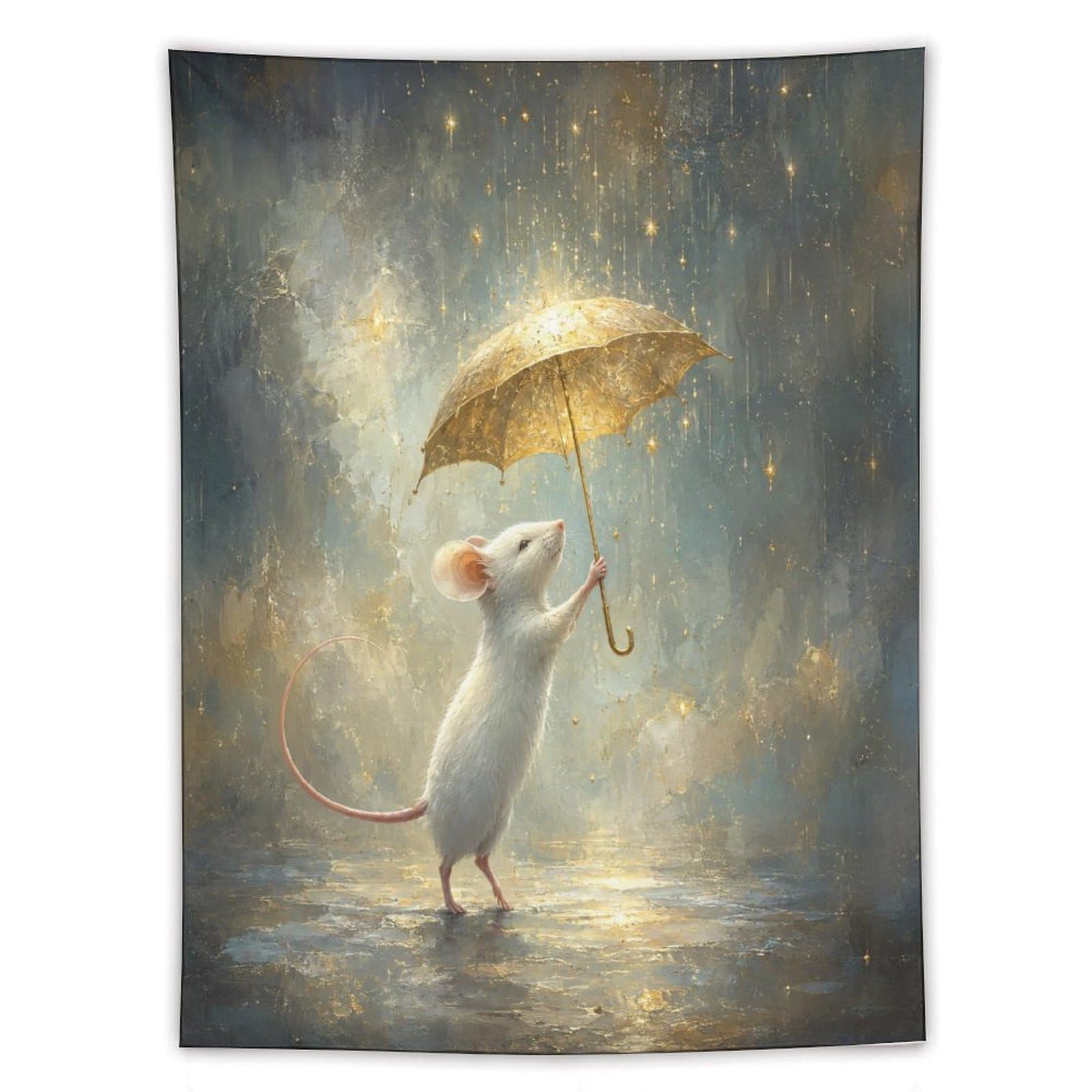 H3B8U2Y5 Umbrella Mouse Moon Wall Tapestry, Surrealist Style, Room Divider
