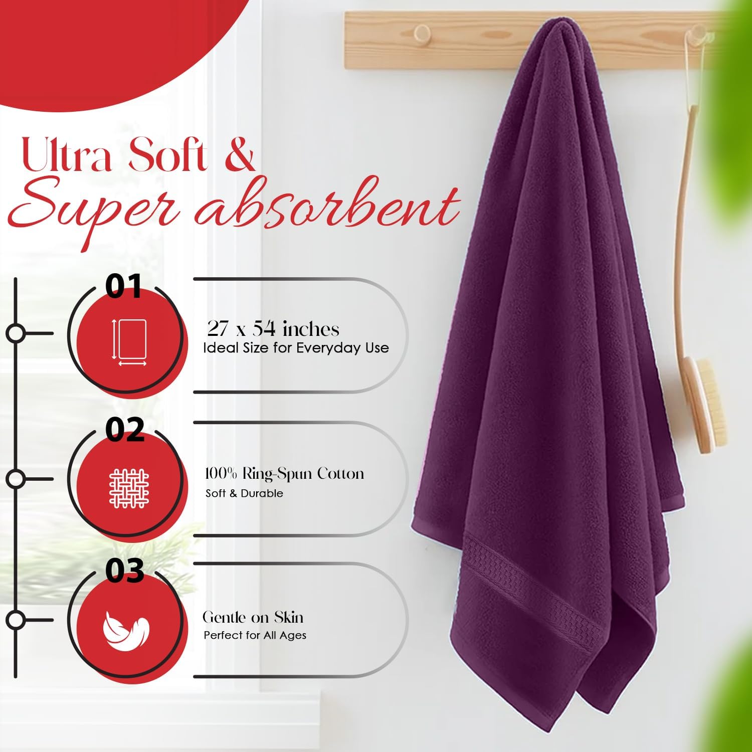 RIVERSIDE 100% Ring Spun Cotton Bath Towels Set of 4 (27x54) & Hand Towels Set of 6 (16x28) - Luxury 600 GSM, Soft, Quick Dry & Highly Absorbent Towels for Bathroom, Gym, Spa & Hotel