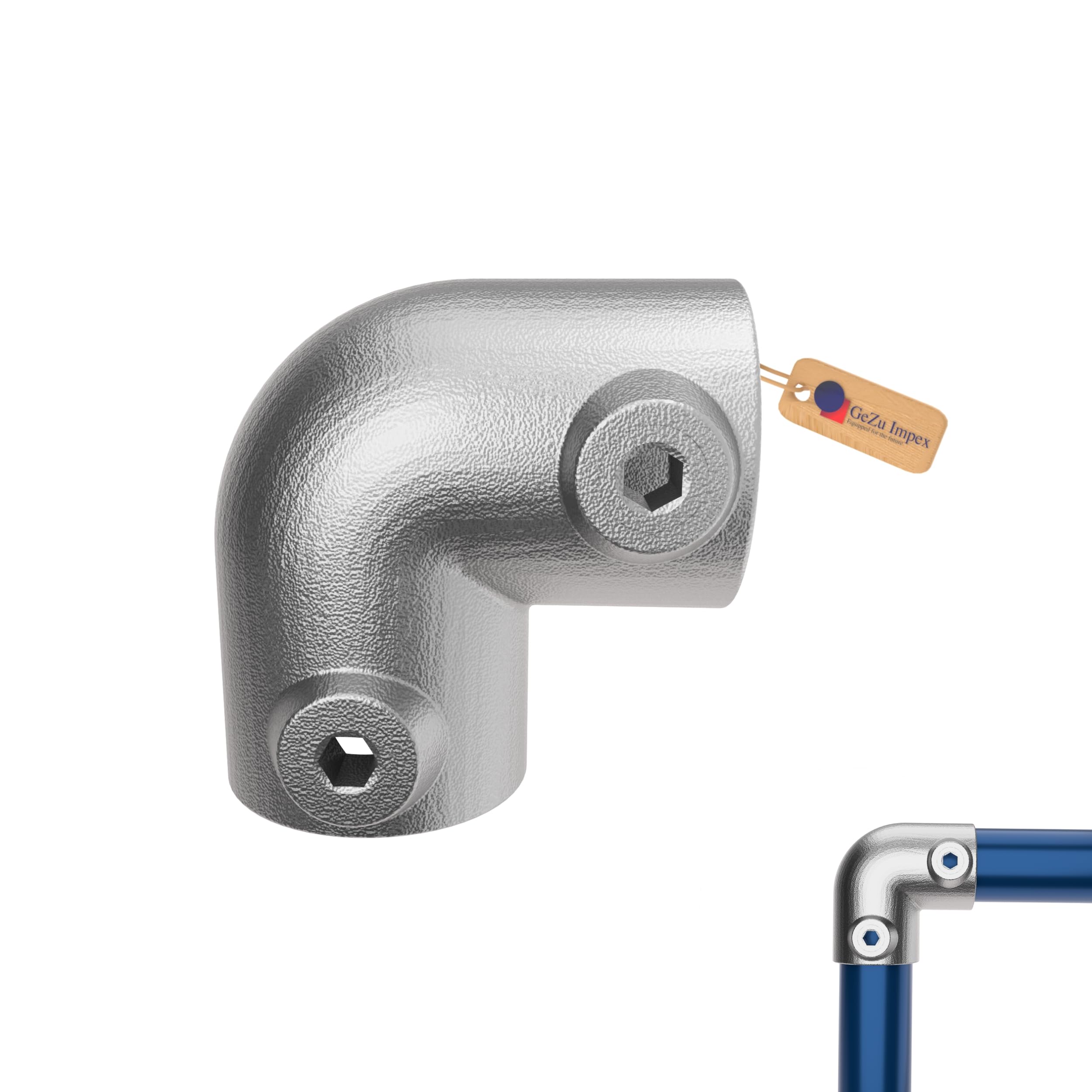 Gezu Impex Galvanised 90° Elbow Tube Clamp Ø 27 Mm Hot Dip Galvanized Silver 2 Way Elbow Clamp Fitting Pipe Connector For Handrails & Frames