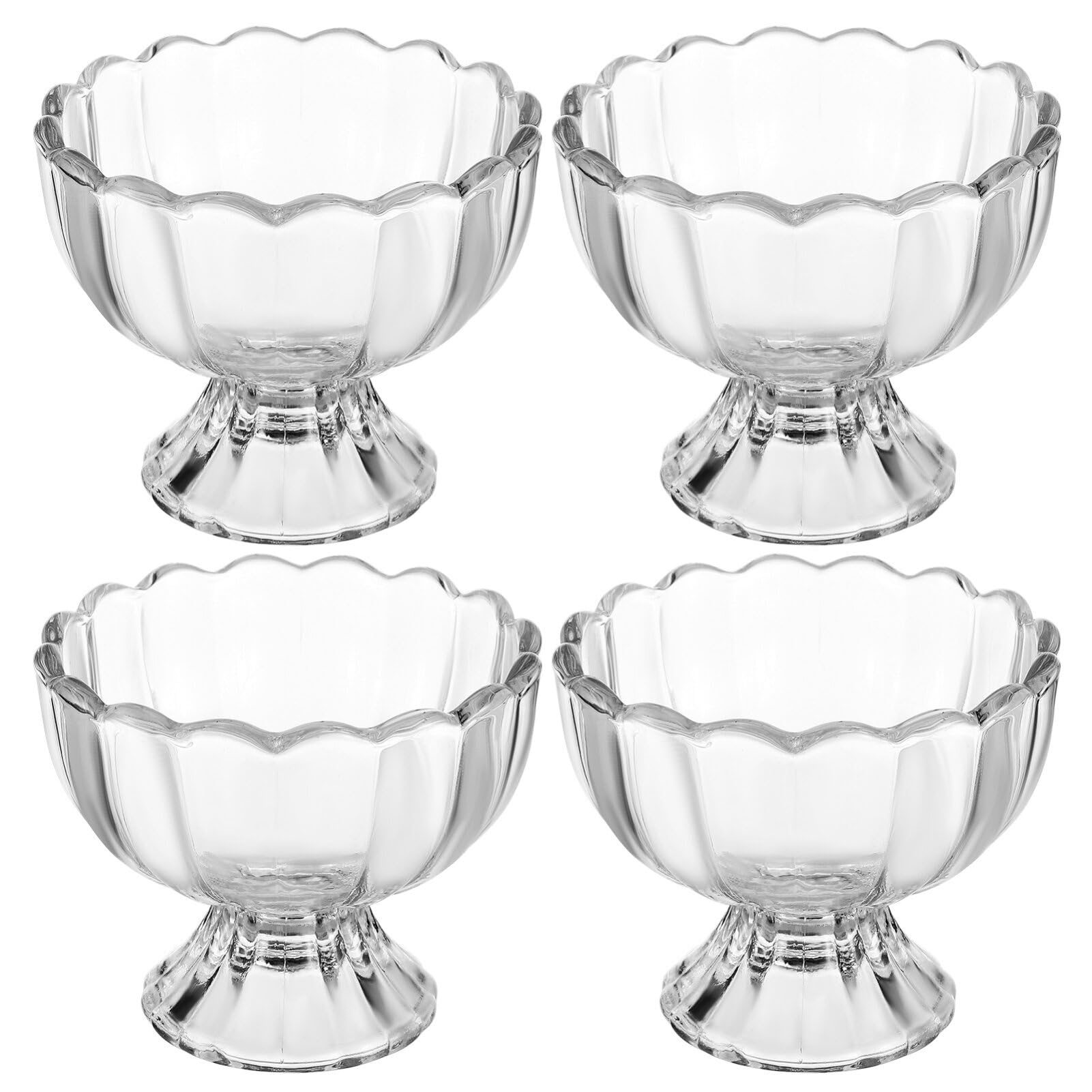 SUPVOX Copas de Postre de Vidrio 4 Piezas Transparentes Estilo Vintage
