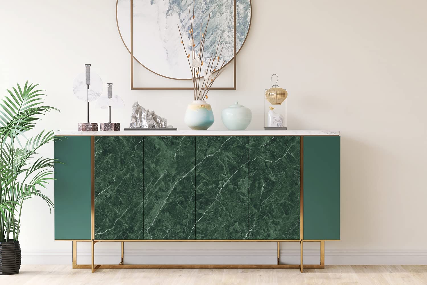 Coloray Okleina Meblowa Samoprzylepna 100x50 cm DIY Na Meble Folia - Zielony marmur
