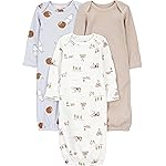 Simple Joys by Carter\'s Neutral 3-pack Neutral Cotton Sleeper Gown, Milk and Cookie, 0-3M