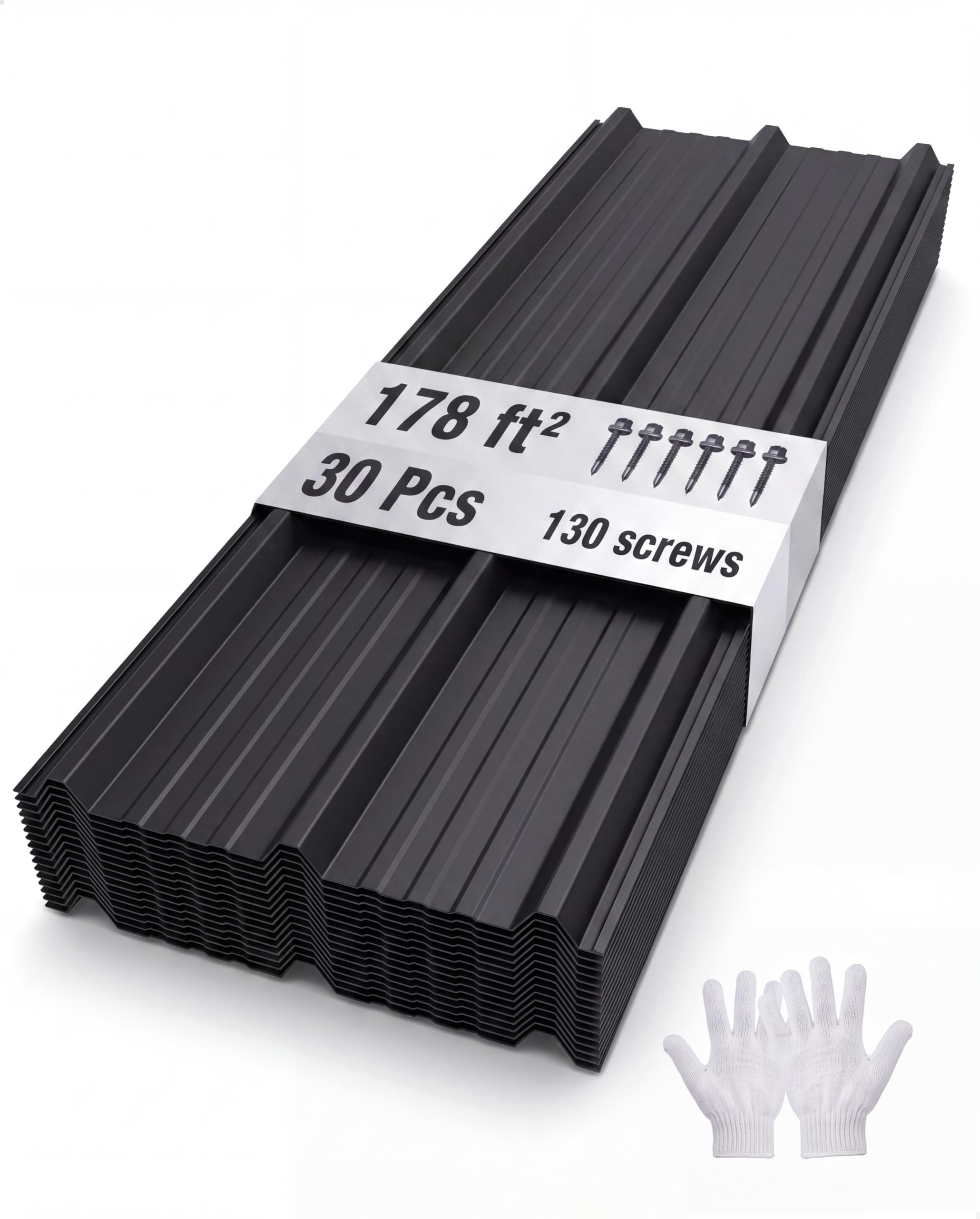 GarveeLife Ribbed Metal Roofing Panels, 178 Ft²