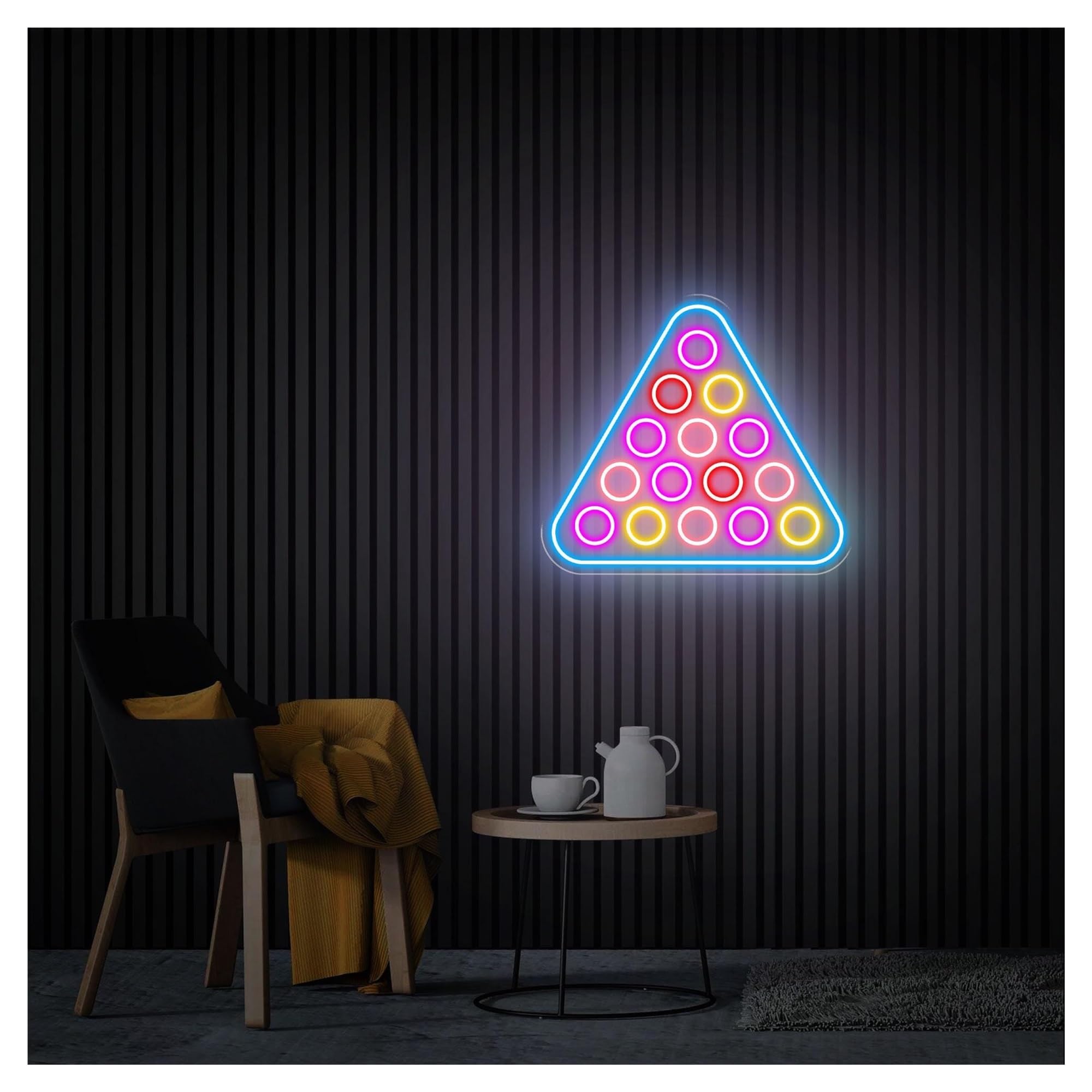 RONGCH Hanging Art Signs Billiards Neon Sign,Suitable for Pool Hall Shop Home Wall Decor with Dimmable 37cmx41cm(B)