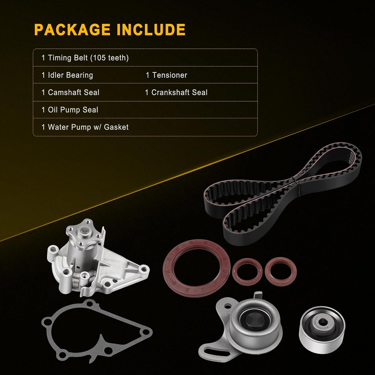 ASAPE Timing Belt Kit & Water Pump with Gasket Fit for TS26282 1996-1997 for Hyundai for Accent 1.5L 2001-2003 2005-2011 for Hyundai for Accent 1.6L 2006-2011 for Kia for Rio 2006-2011 for Rio5 1.6L