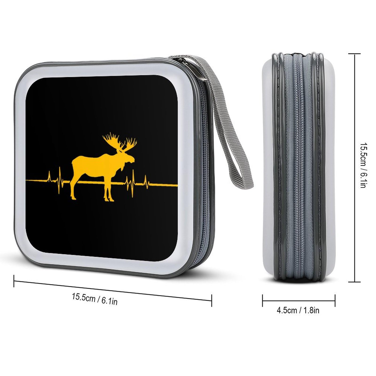 Moose Heartbeat CD Case Plastic DVD Case Holder Wallet Disc Storage Organizer for Car Travel