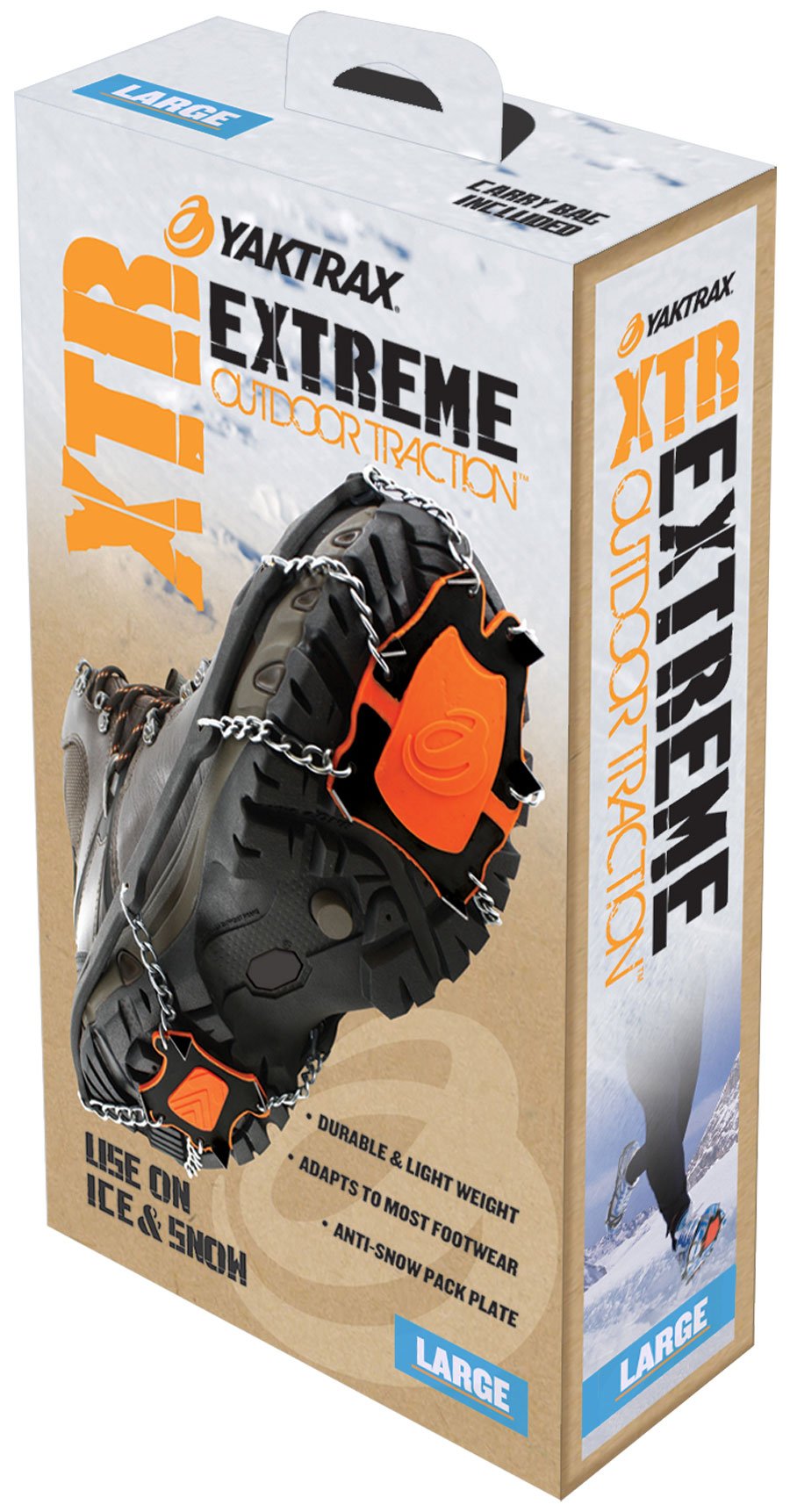Yaktrax 08648 XTR Catena in Acciaio Inox Estrema Trazione Esterna con Suola in Gomma Naturale, Grande, Nero (Scatola da 6)