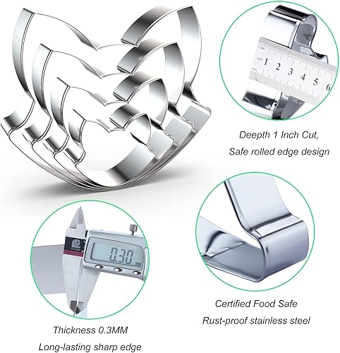 Miniatura 3 de Fox Head - Juego de cortadores de galletas de 4-5 pulgadas, 4 pulgadas, 3 pulgadas, 2 pulgadas, cabeza de zorro/mapache con formas de cortadores de