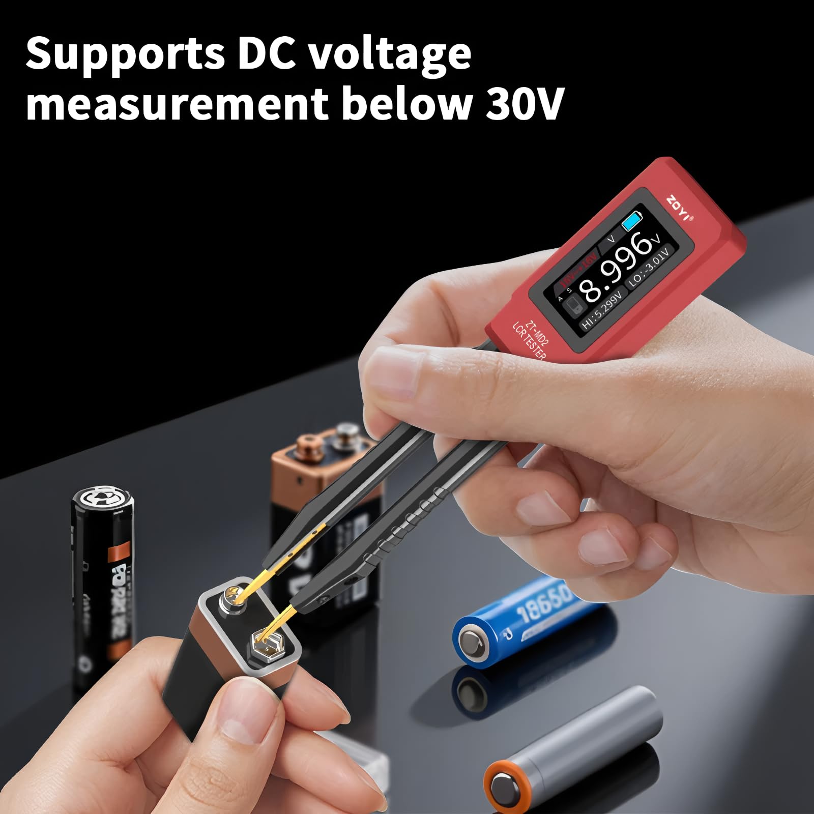 Mini pince à épiler intelligente LCR SMD ESR Testeur Résistance Capacitance Inductance Continuité Diode Test Outils de mesure (ZT-MD2 + carte d'étalonnage)