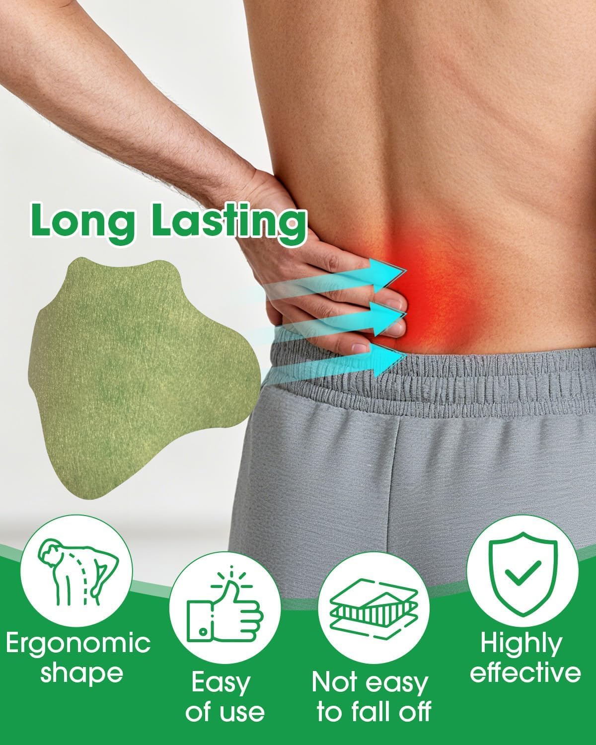HOOPOES Back Pain Relief Patches | Fast Acting Herbal Patch for Lower & Upper Back Pain, Muscle Strain & Sciatica Support | Hot & Cold Therapy | Long Lasting 8–12 Hours | Easy Peel & Stick (10 Patches) — Amazon image 6
