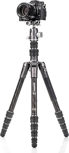 Miniatura 7 de Benro BAT One Series - Trípode de viaje de fibra de carbono con cabeza esférica VX20, altura máxima de 65.2 pulgadas, se convierte en monopie, patas