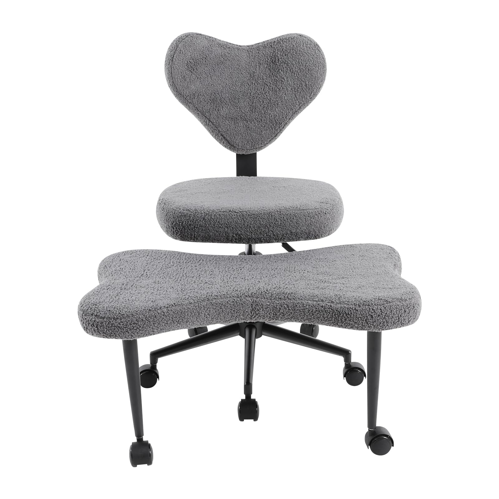 Chaise de méditation pivotante à 360° avec pieds croisés, chaise de bureau multifonctionnelle, avec roues, siège de couture, chaise croisée réglable, charge maximale 150 kg (gris foncé)