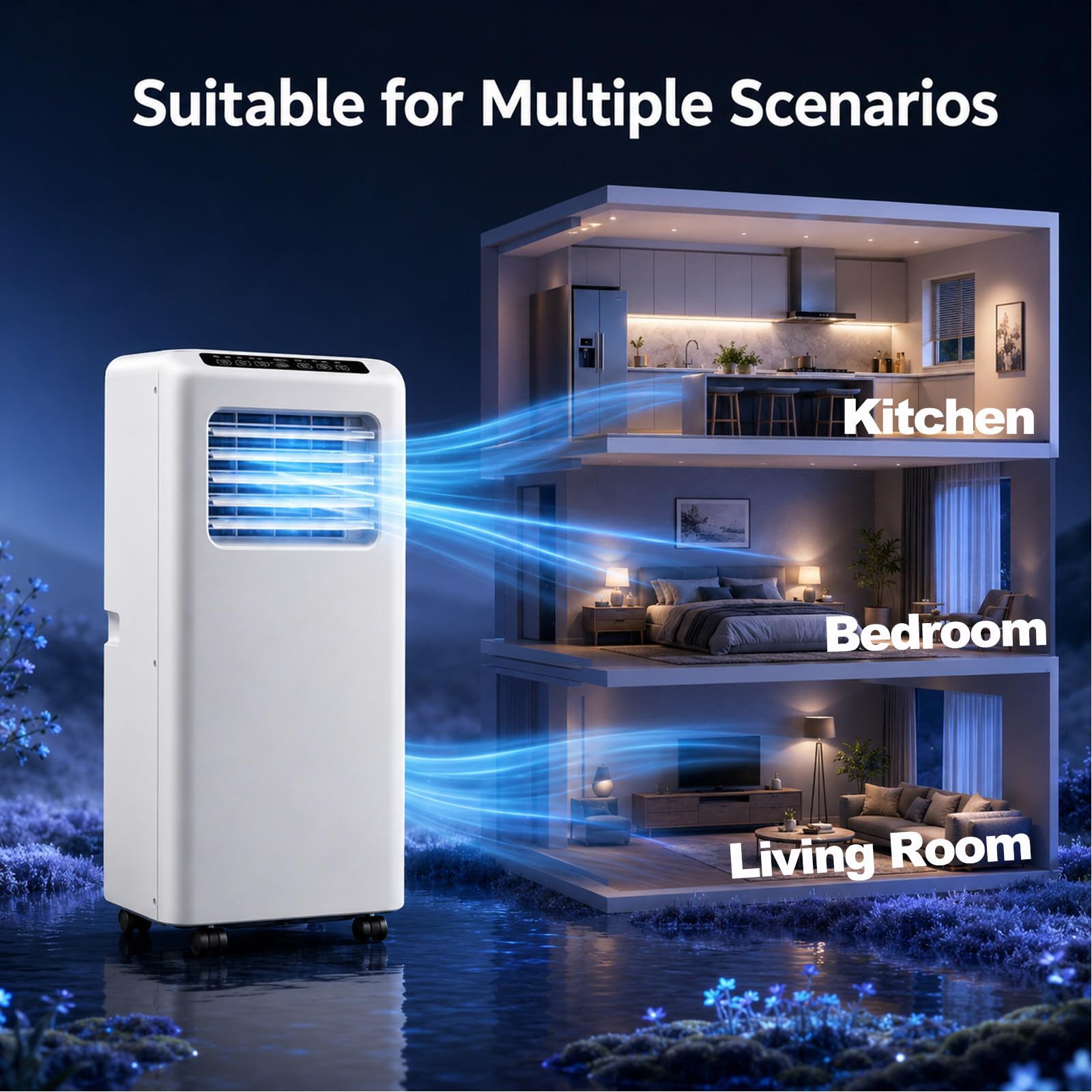 Condizionatore Portatile 5000 BTU unità Raffreddamento | Unità Compatta Con Modalità Ventilatore E Deumidificatore Telecomando Kit Finestra Timer 24H Camera Ufficio Casa