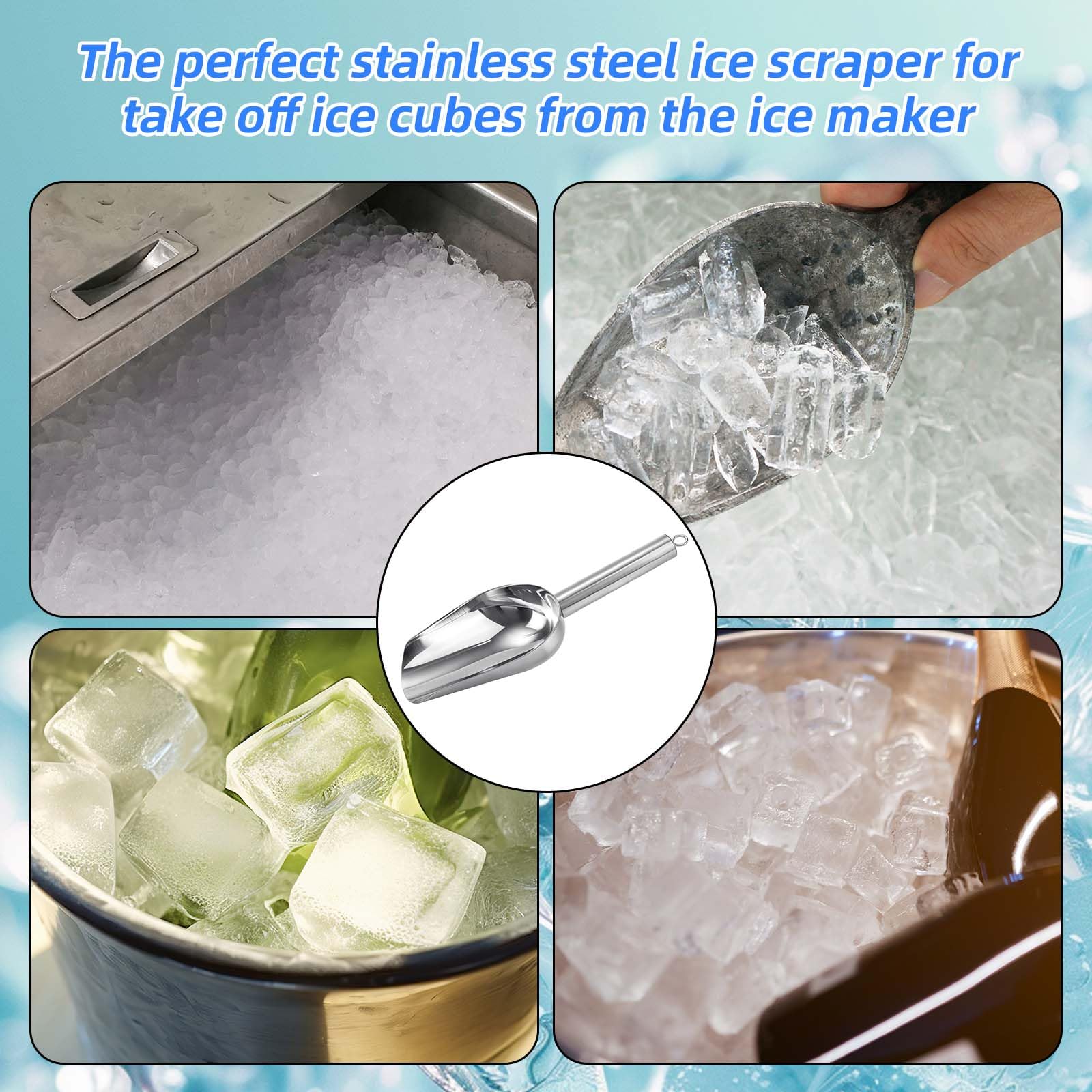 Eisschaufel aus Edelstahl mit Magnetischer Halterung, Kompatibel mit GE Profile Opal 2.0 Nugget Eismaschine Praktisches Bar und Küchenzubehör (Silber)