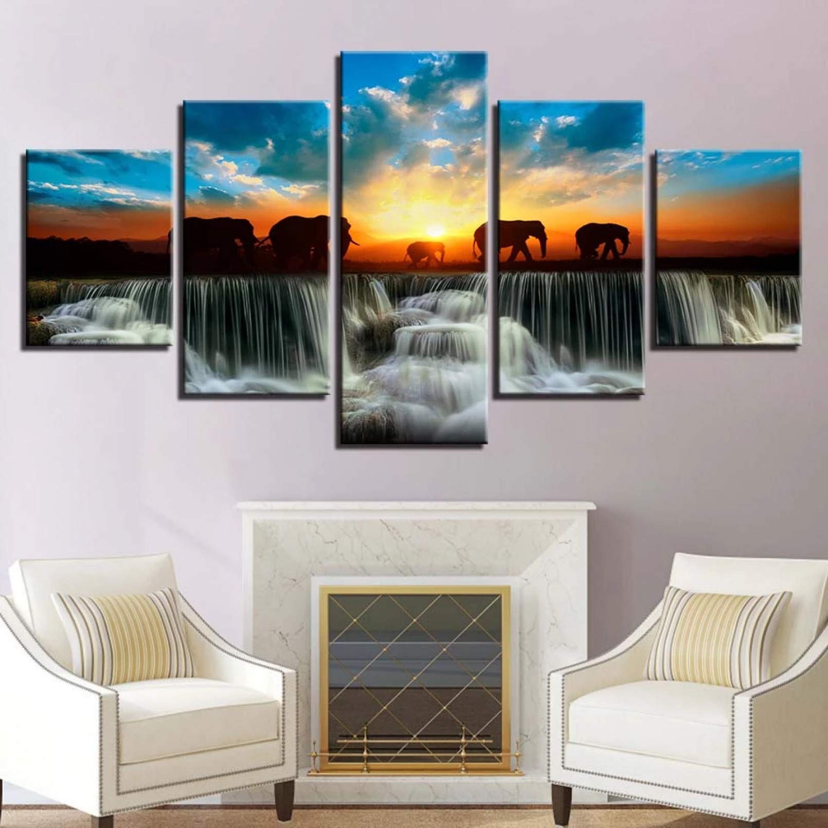 Peintures sur toile éléphant de qualité supérieure avec cadre pour salon chic
