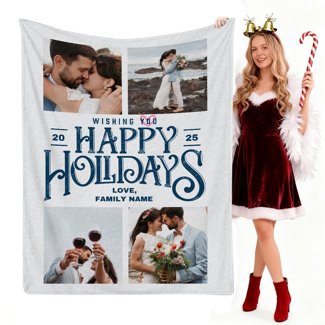 Manta personalizada con 4 fotos para pareja, pareja o cónyuge, regalos personalizados para bebé, niña, niño, para cumpleaños, Navidad, familia, marido, esposa, mamá, papá, amigos