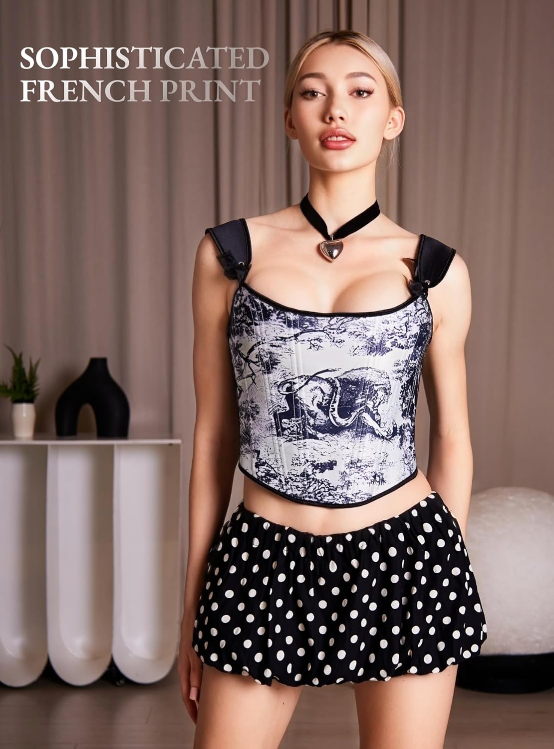 Double Sided Vintage Corset with Art Print - 20 Steel Boned Overbust Top, Lace-Up Shapewear - Image 2