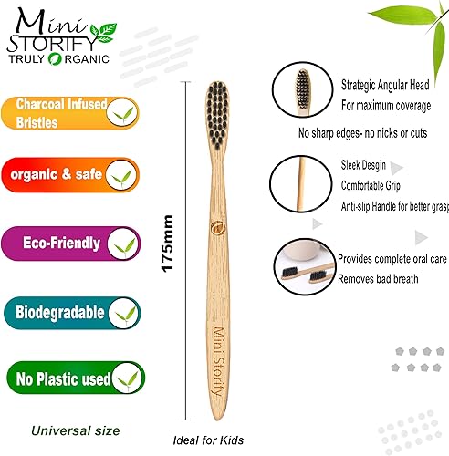 Miniatura 3 de 1. Soporte para cepillo de dientes de bambú, 1 cepillo de dientes de bambú, cerdas suaves, natural, limpieza oral, biodegradable (paquete de 2)