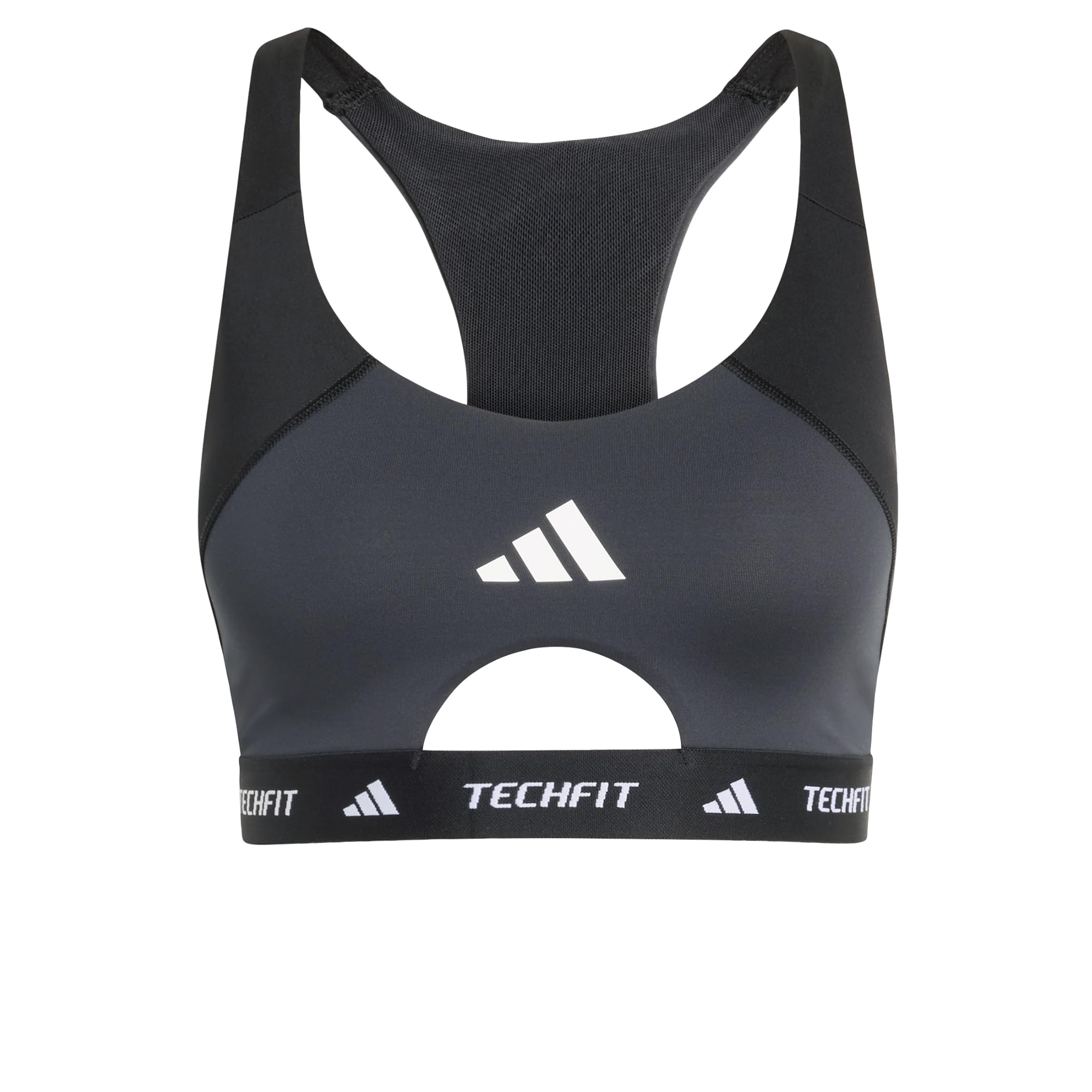 adidas Women's Techfit Workout Color Block Medium Support Bra, Black/Carbon, XS
