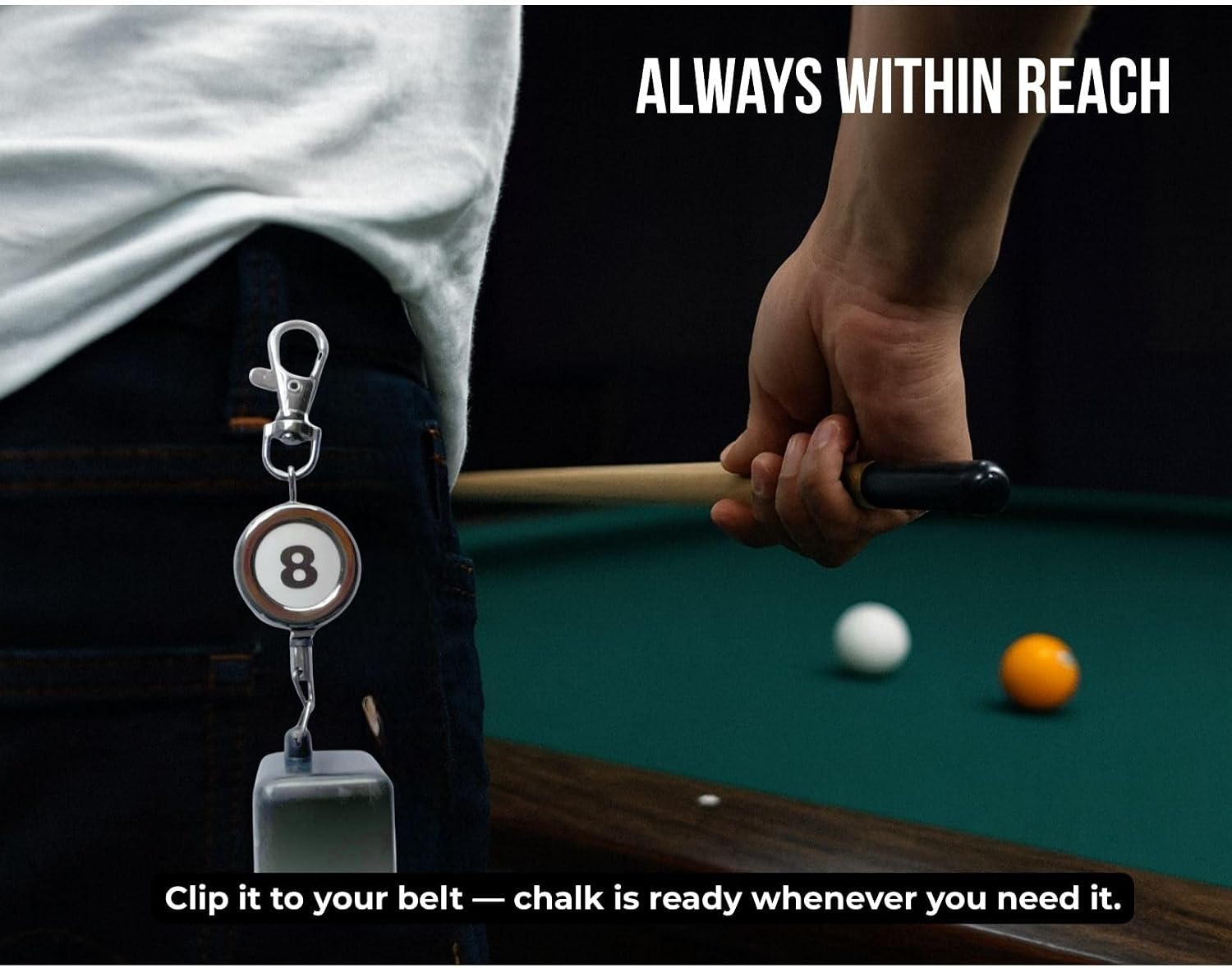 2-Pack Retractable Pool Chalk Holders with Belt Clip & Keychain | Billiard Cue Chalk Keeper Case for Snooker Game Training & Practice Accessories
