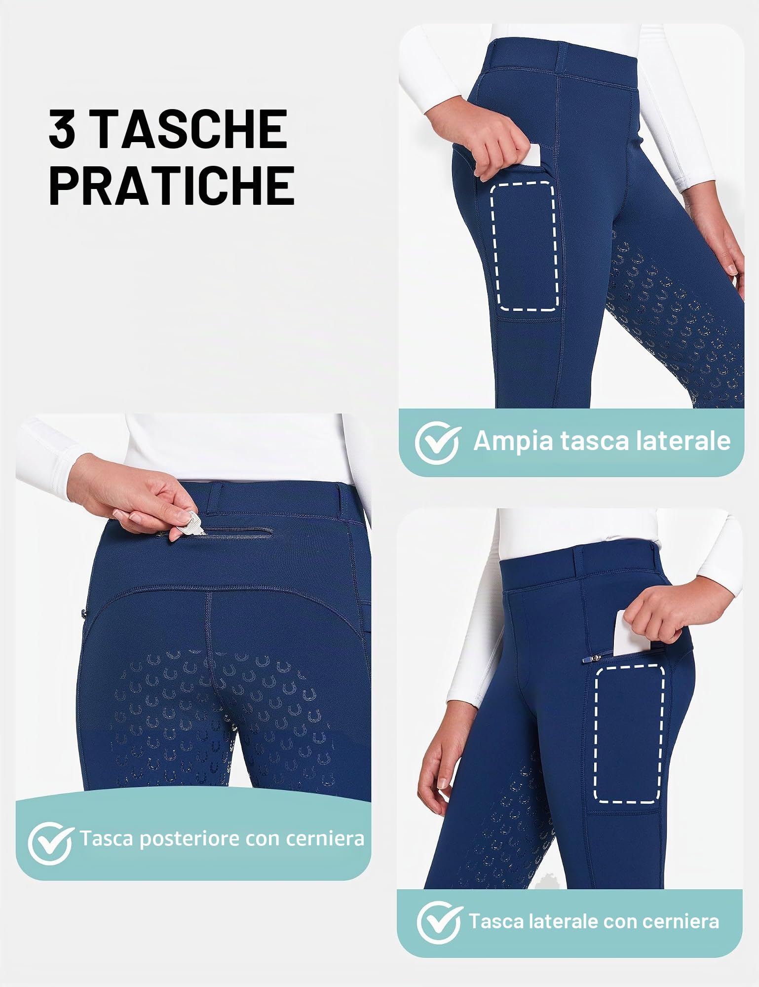 FitsT4 Sports Pantaloni da Equitazione Invernali per Bambini Leggings da Equitazione Invernali per Bambine Pantaloni da Equitazione Termici con Rivestimento Completo in Silicone