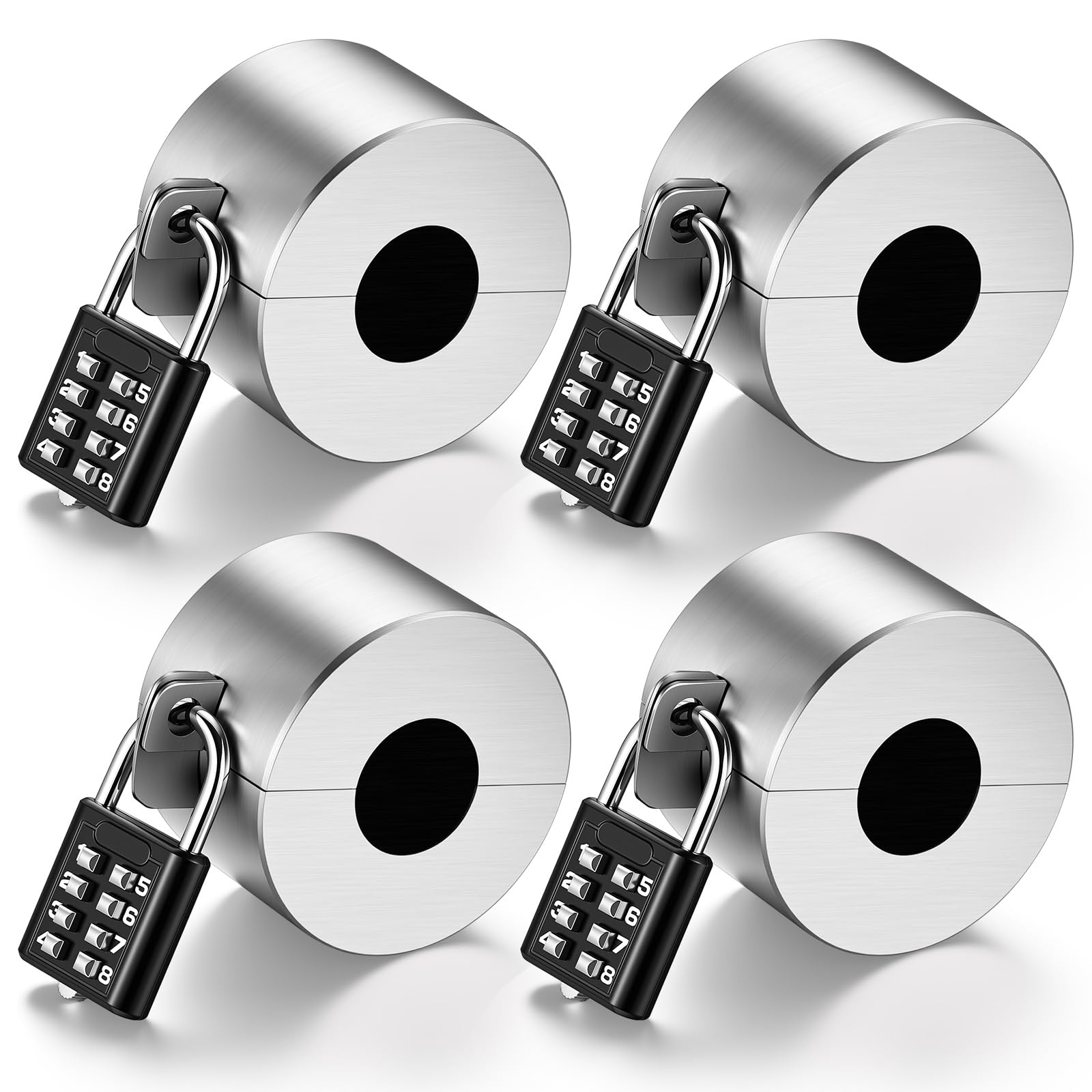 View 1 of **MISSING 2***Frienda 4 Sets Outdoor Faucet Lock Hose Bib Spigot Lock Stainless Steel Cover Padlock Kits Prevent Water Theft Unauthorized Use for Outdoor Garden Faucets (Password,Silver)
