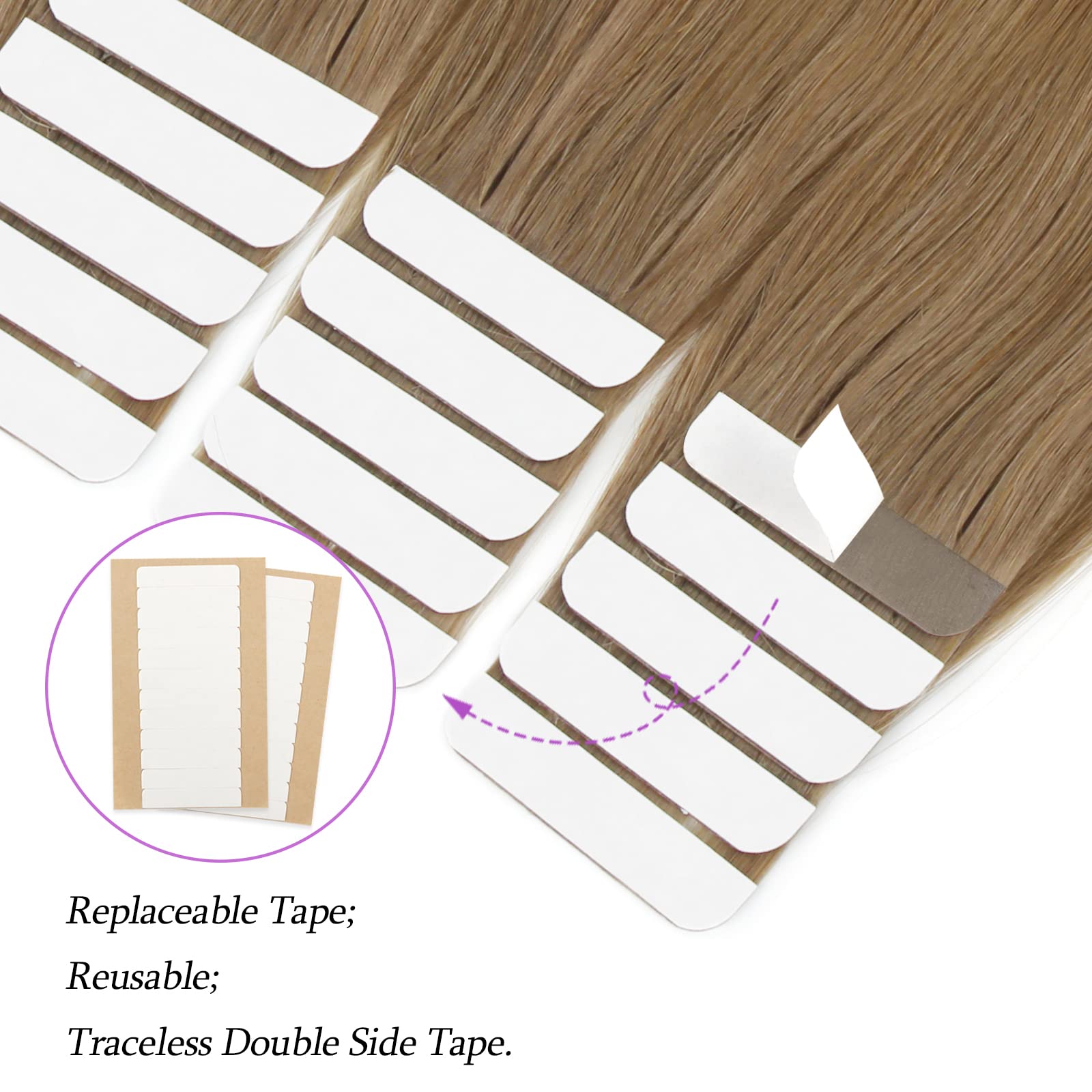 ABH AMAZINGBEAUTY HAIR 20 Pieces Invisible Sun-kissed Balayage Remy Tape in Hair Extensions - Image 4