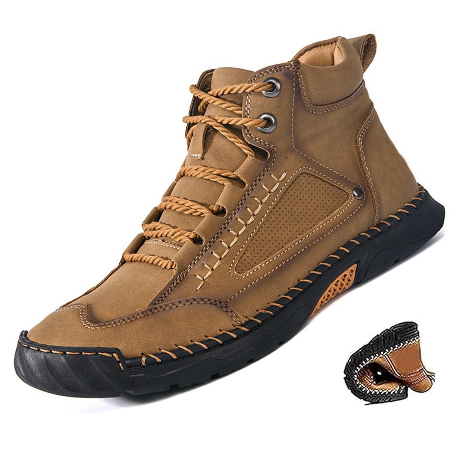 Bottes orthopédiques en cuir pour homme - Chaussures de marche - Imperméables - Soutien de la voûte plantaire - Antidérapantes - Pour l'extérieur