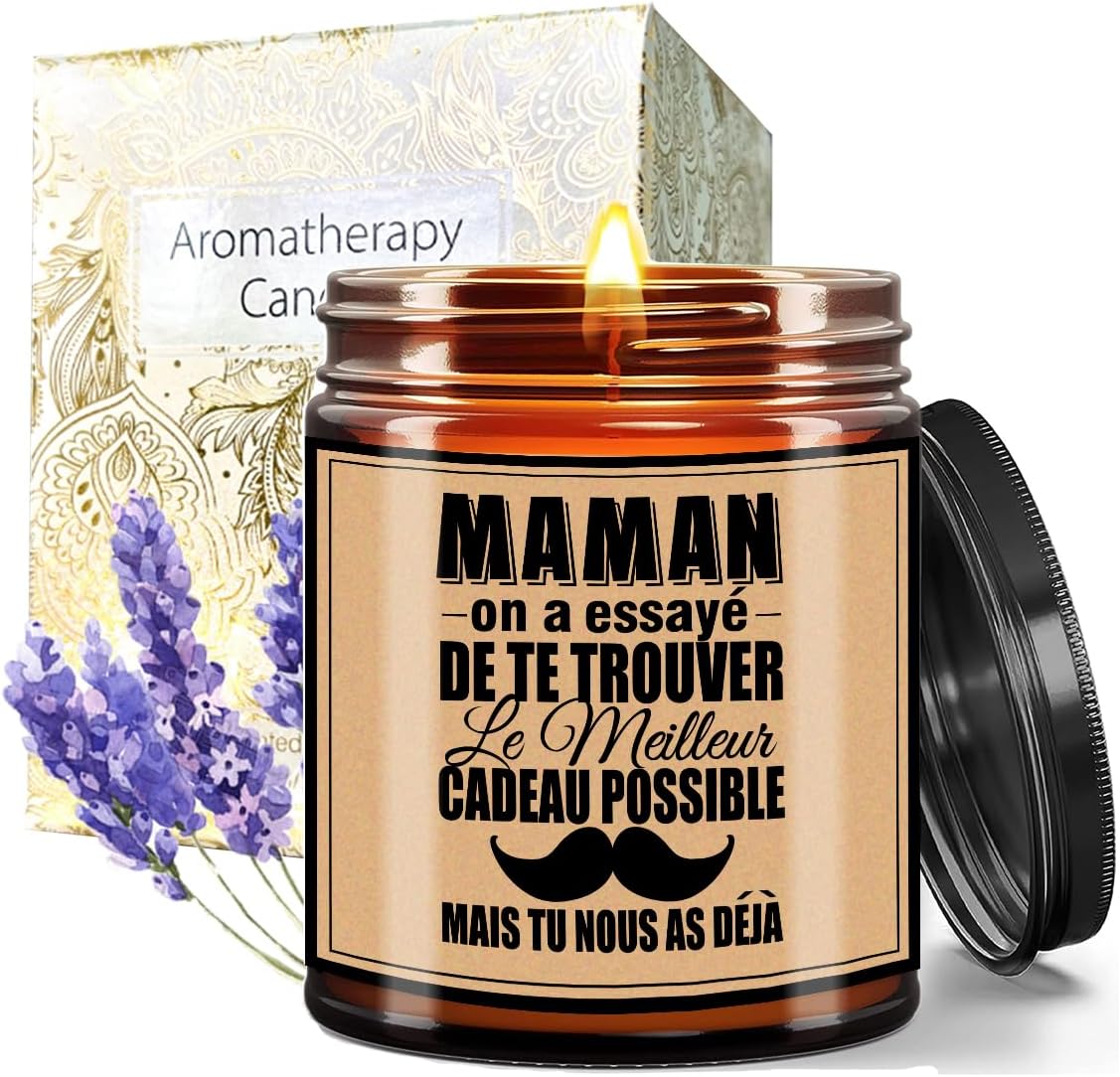Fete Des Meres Bougie Parfumée Lavande TheGiffter - Cadeau Fête Des Mères (9oz) Idée Bougie Fête Des Mères