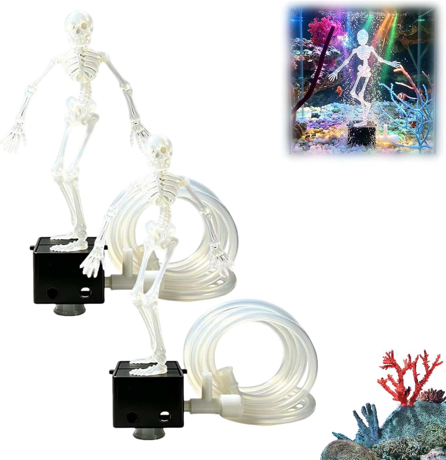 Dancing Skeleton Aquarium Bubbler Decorations,Fish Tank Bubbler Ornaments，2