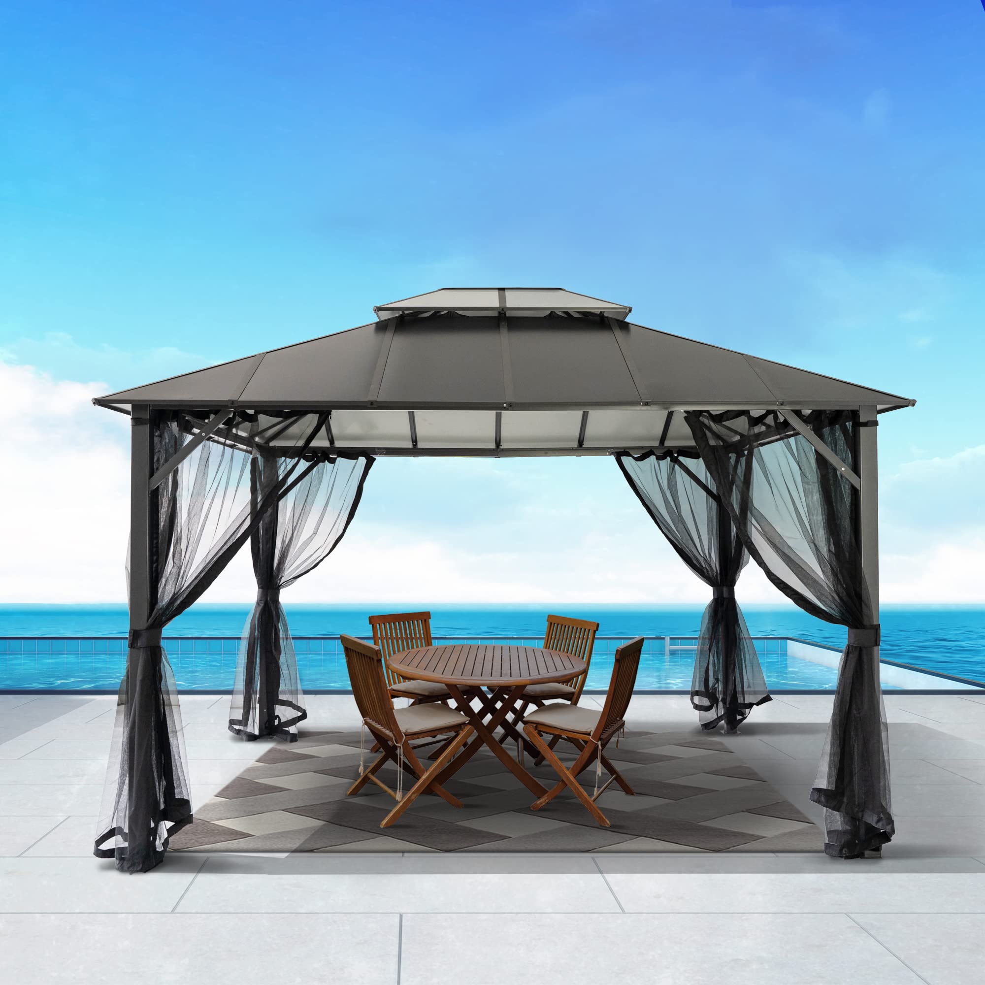 Buy LAUREL CANYON Outdoor Aluminum Gazebo for Patios,Hardtop Panel for