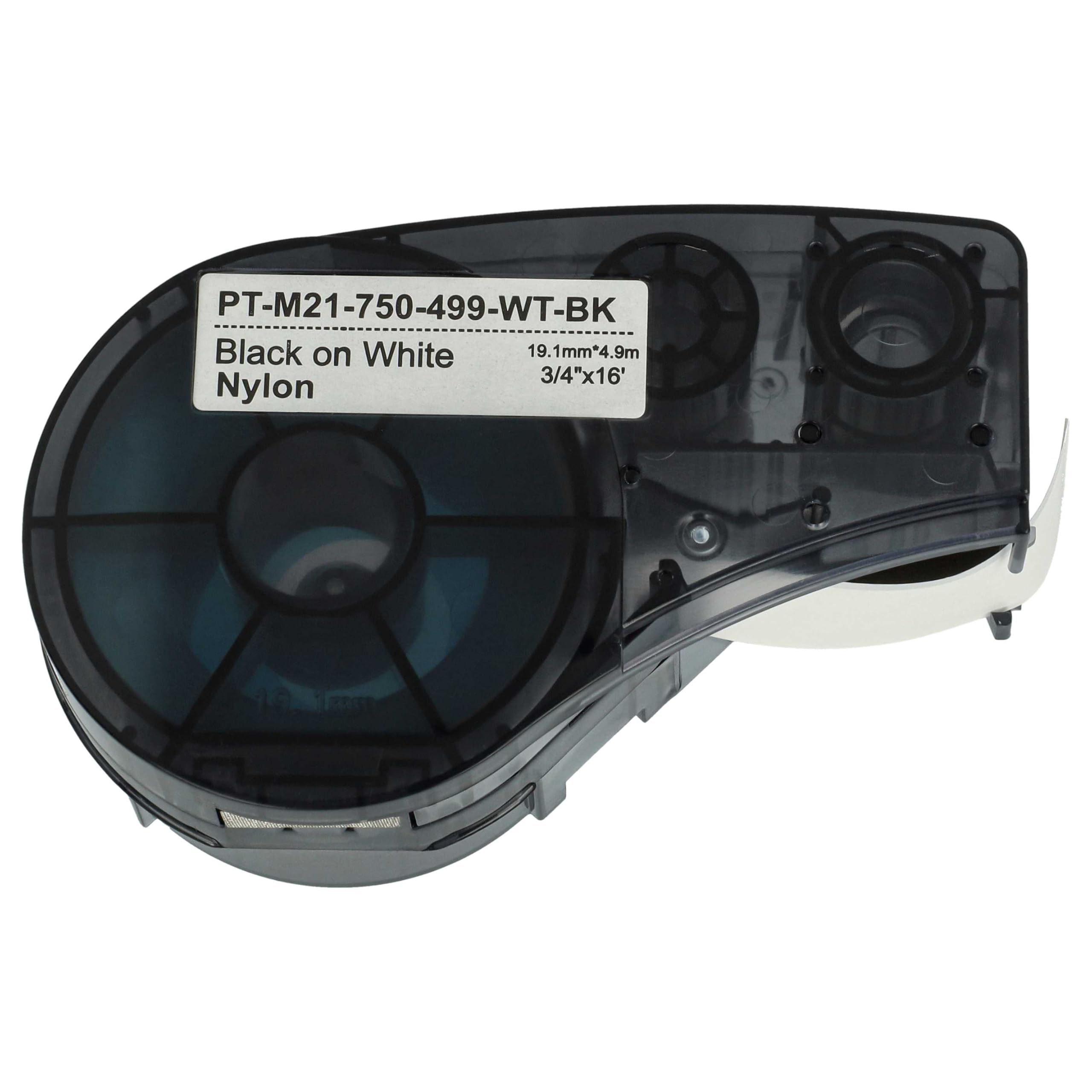 vhbw 5x Schriftband-Kassette Ersatz für Brady BM21-750-499 für Etiketten-Drucker 6,4m x 19,05mm Schwarz auf Weiß, Nylon
