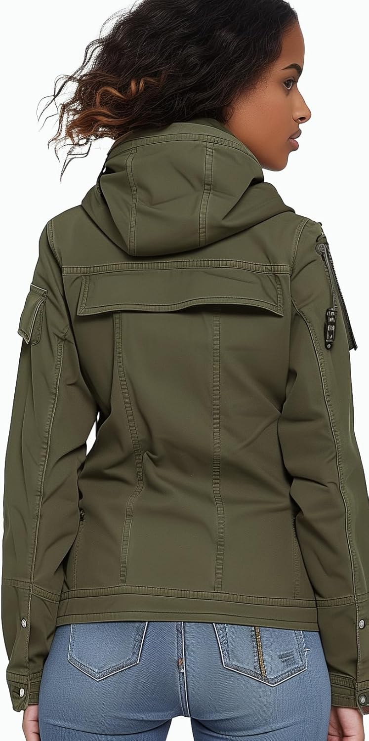 SheKiss Womens Camouflage Shacket Jacket Coats Fashion Fall Long Sleeve Zipper Canvas Camo Jackets with Pockets - Image 4