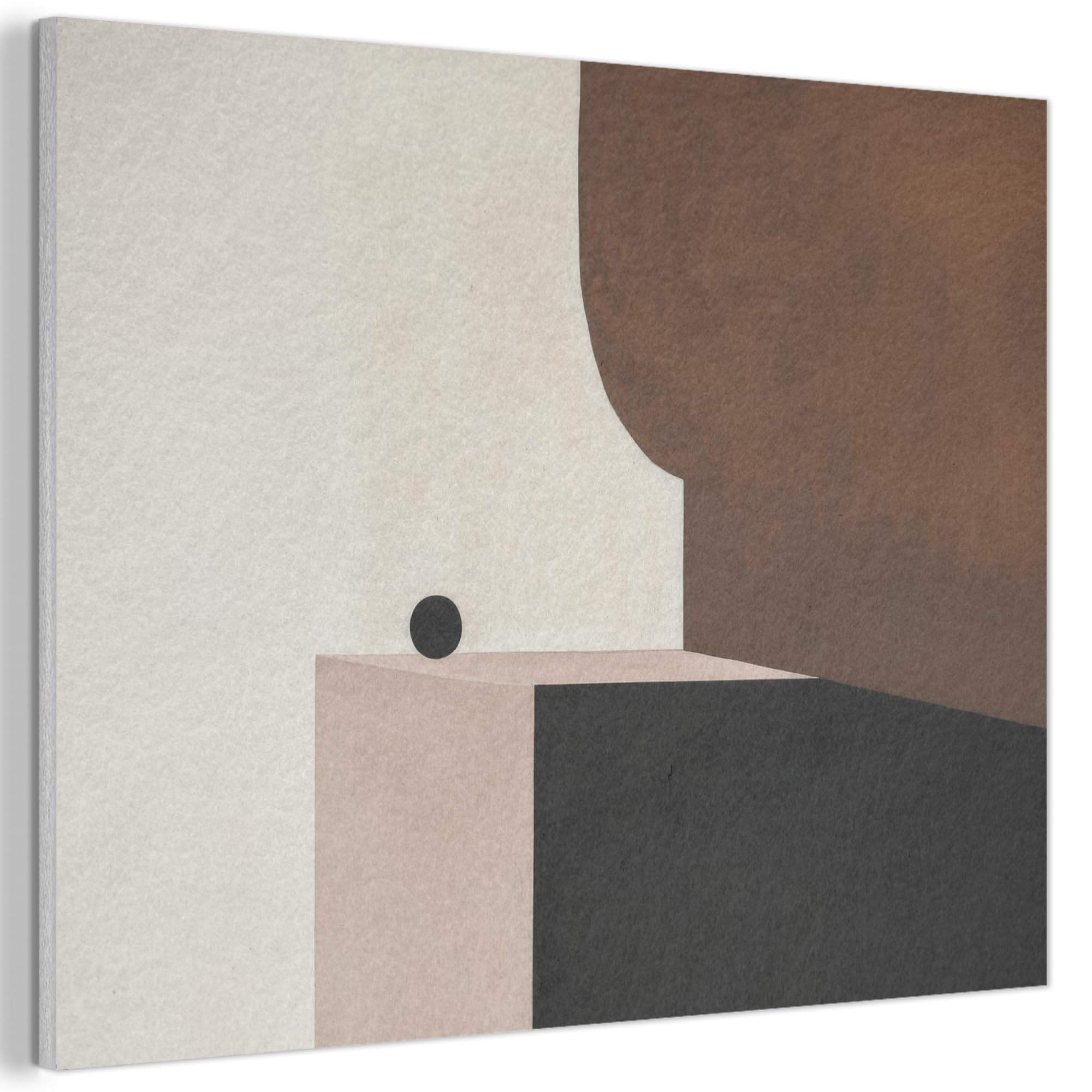 MuchoWow© Felt Panel 40x30 cm Framed Design Print Accent Interior Wallart Decoration Wall Art Geometric planes - Minimalist - Brown