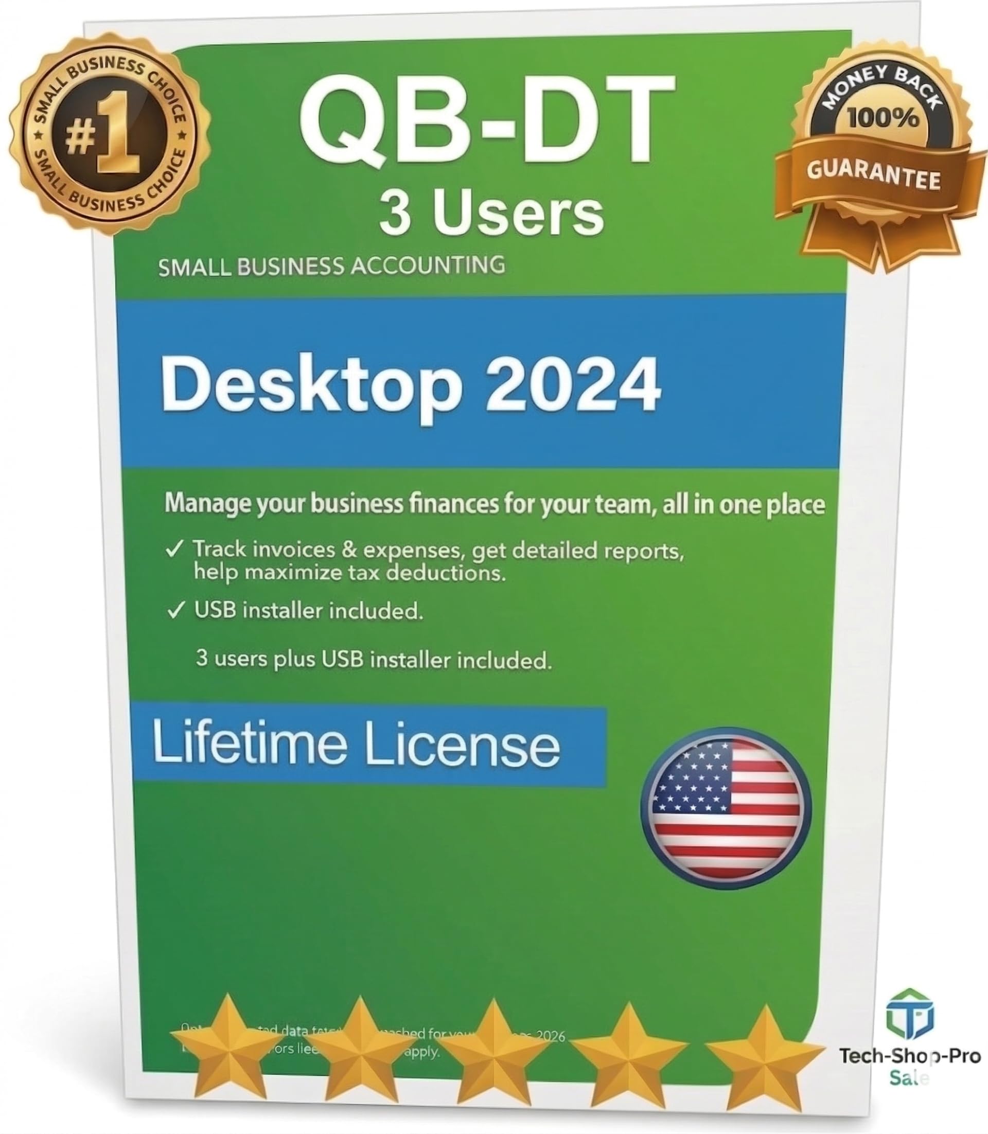 Photo 1 of QB-DT Desktop Pro "Plus" 2024 | 3 User's | LIFETIME Version | USB | Amazon Secure Prime Delivery - Only PC, Not for Mac | 100% Money Back Guarantee