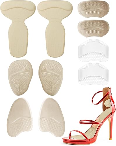 10 almohadillas cómodas de tacón alto, cojines de bola de pie para talones, insertos de zapatos de silicona para zapatos de mujer demasiado grandes,