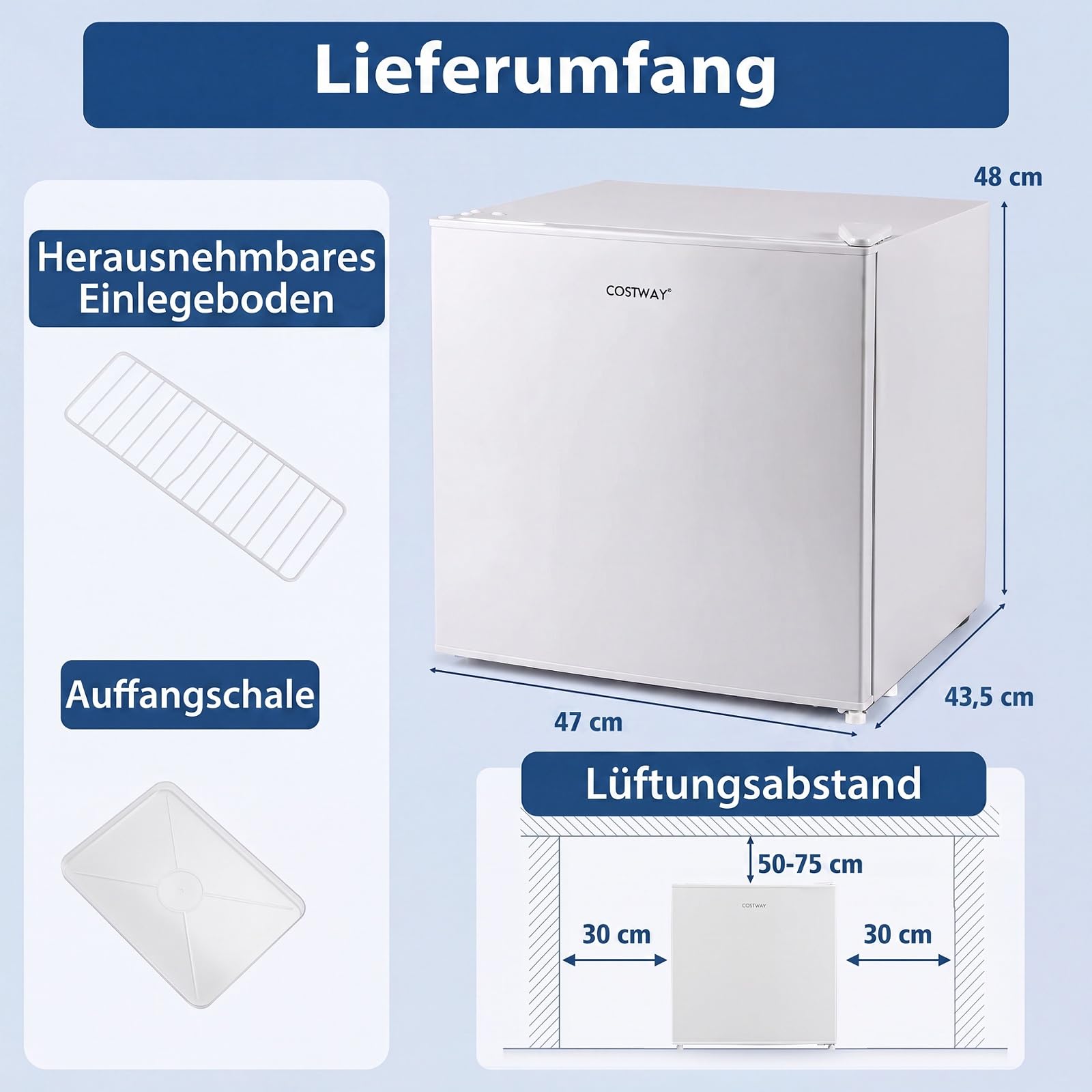 COSTWAY Mini lodówka 46 l, klasa efektywności energetycznej E