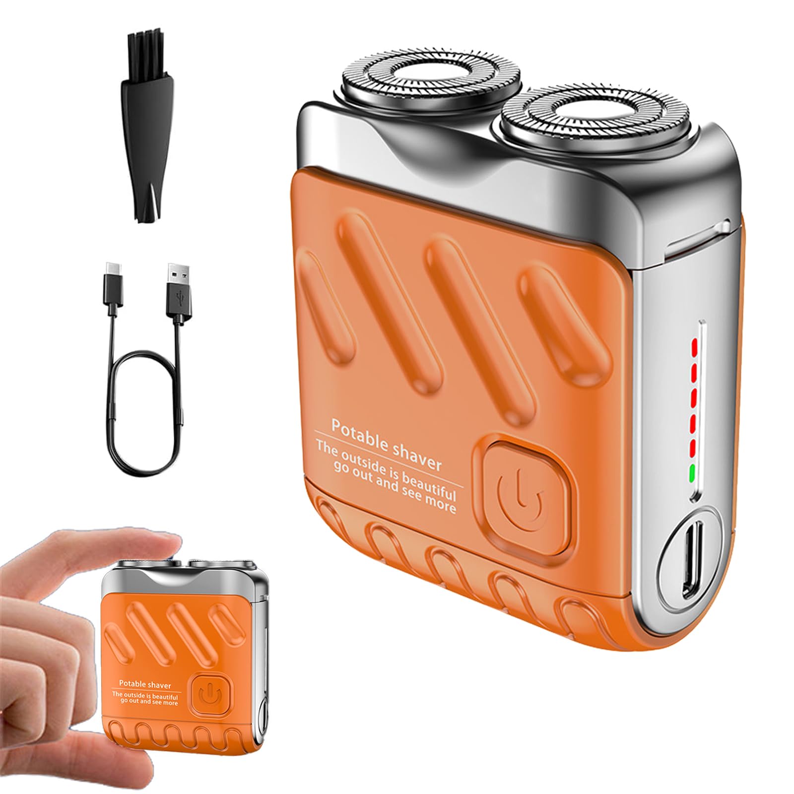R-12 Luggage Electric Shaver, Mini Shavers for Men, Beard Shaver Mini and Portable Suitcase Design, Electric Mini Portable Razor,USB Rechargeable One-Button Long Lasting for Home Travel(Orange)-image-25