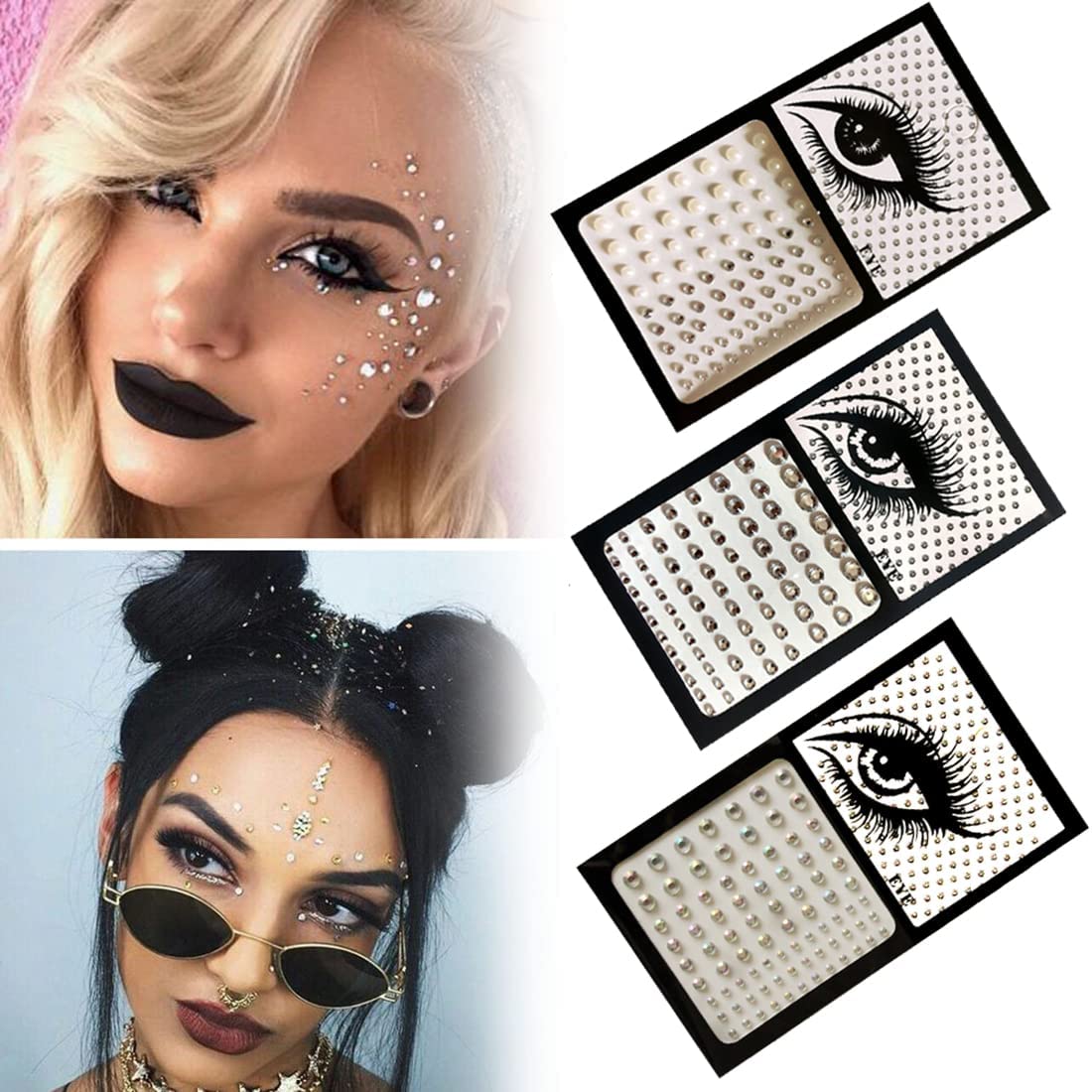 MAKINGTECRhinestones Stickers for Eyes Makeup, Face Gems Stickers Eye Jewels Rhinestones Glitter Makeup Gems for Eyes, Jewels Stickers Accessories for Women Mermaids (6 Sheet)