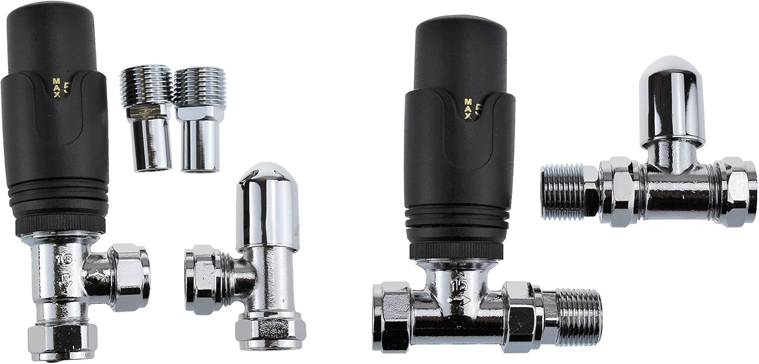 Lynwood PREMIUM BRASS RADIATOR VALVES TRV Thermostatic Lockshield