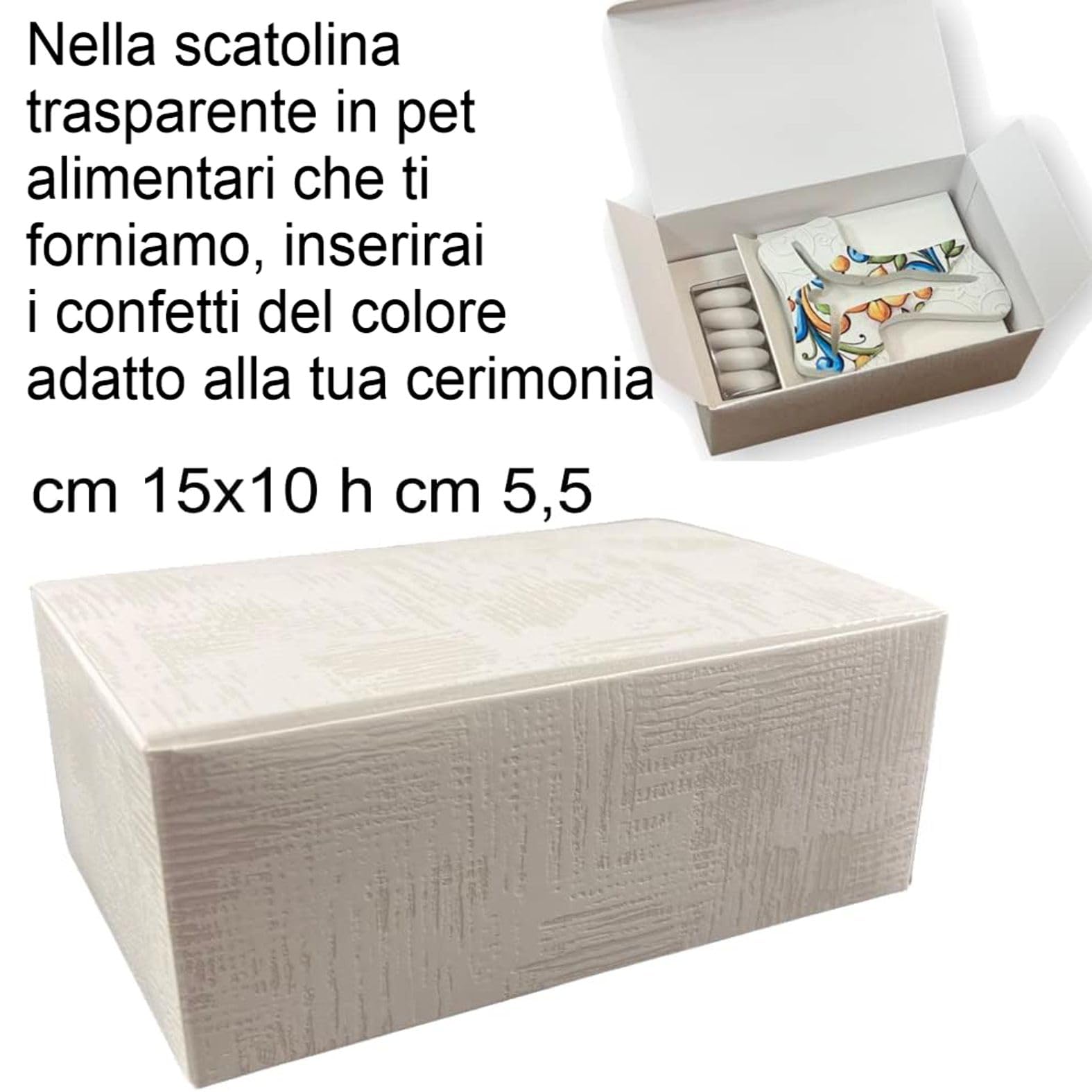 Regalami.Shop 10 Bomboniere Croci Tau in Marmo di Carrara con fregi a Rilievo e Stampa Ceramica Completo di Scatola e Portaonfetti (11x9, 10)
