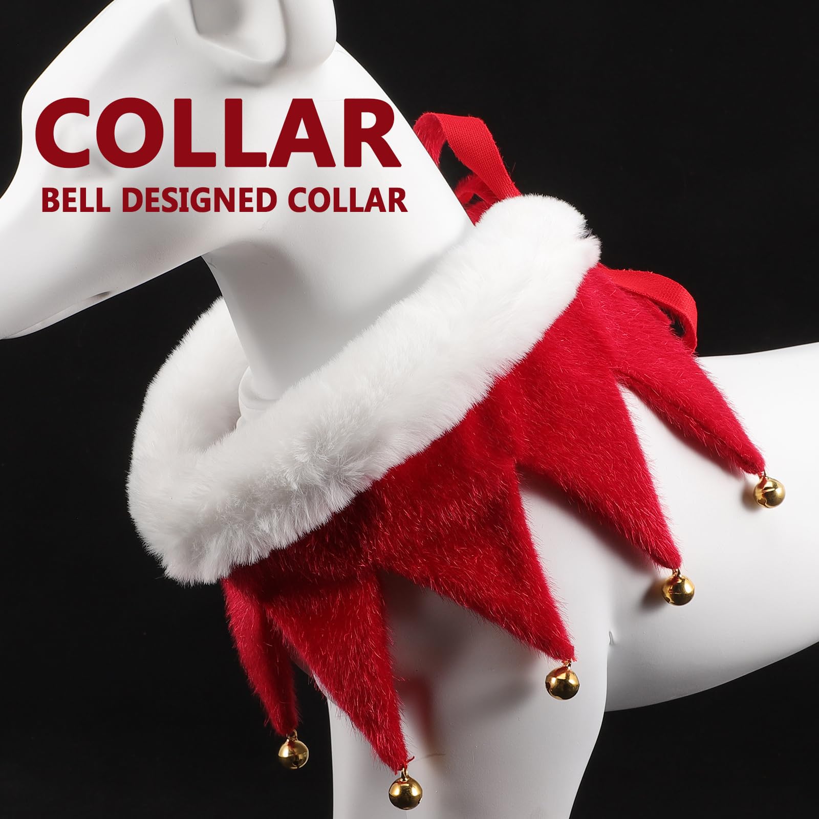 Christmas Pet Collar Adjustable Dog Collars with Jingle Bell Christmas Costume Accessories for Small Dog Cat Puppy Kitten Size XL - Image 4