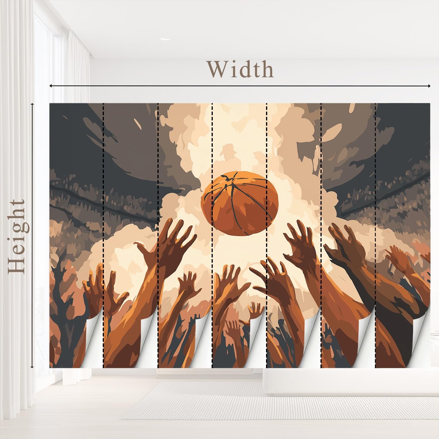 Sport, komiks, energetyczna fototapeta ścienna z koszykówką, sztuka konkursowa dom, biuro, salon, sypialnia i dekoracja domu, pokrycie ścienne 274 x 254 cm