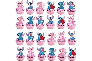 48Pcs Stitch Cupcake Toppers: Perfect for Stitch-Themed Birthday Celebrations!