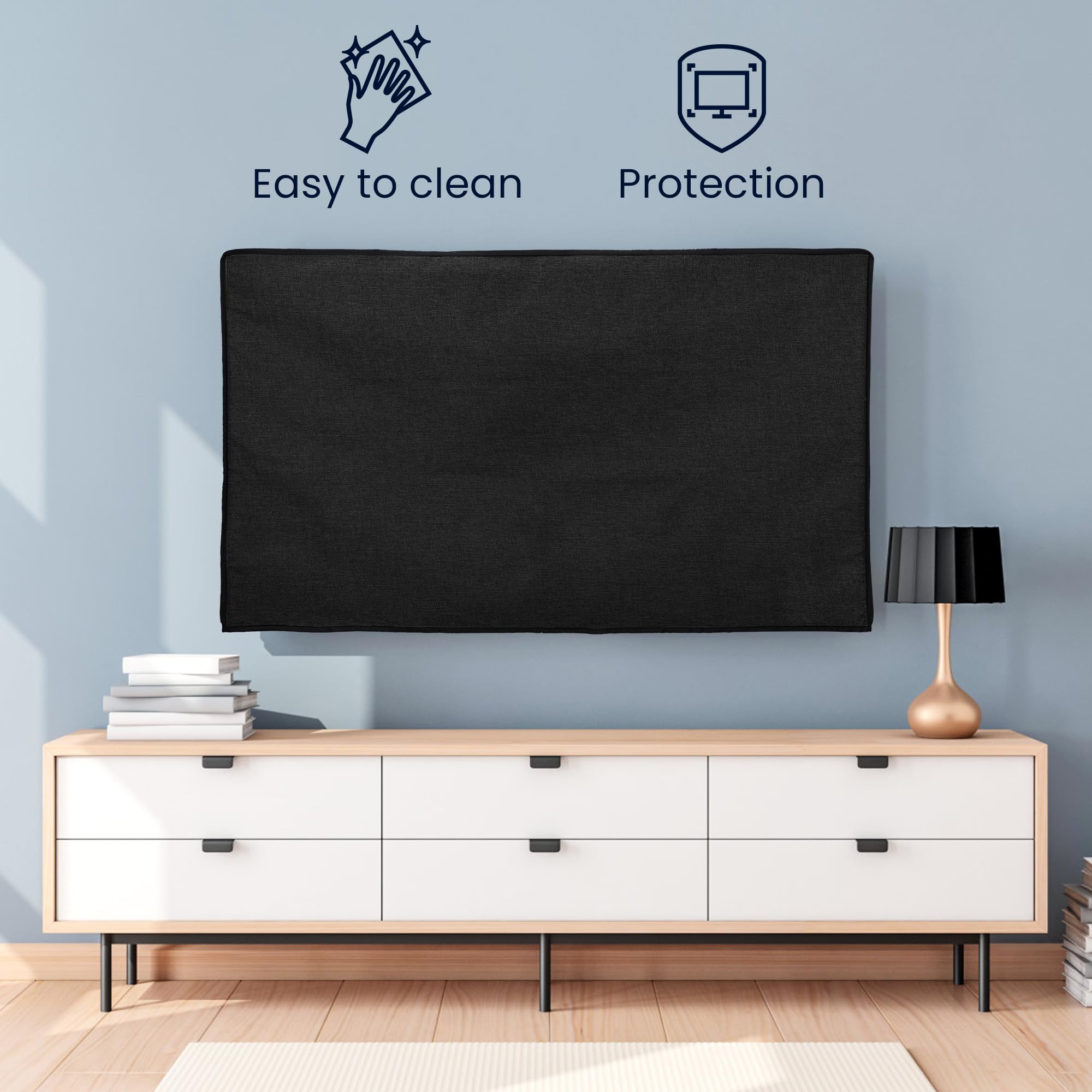 kwmobile Housse écran TV 65" Protection télévision lin noir
