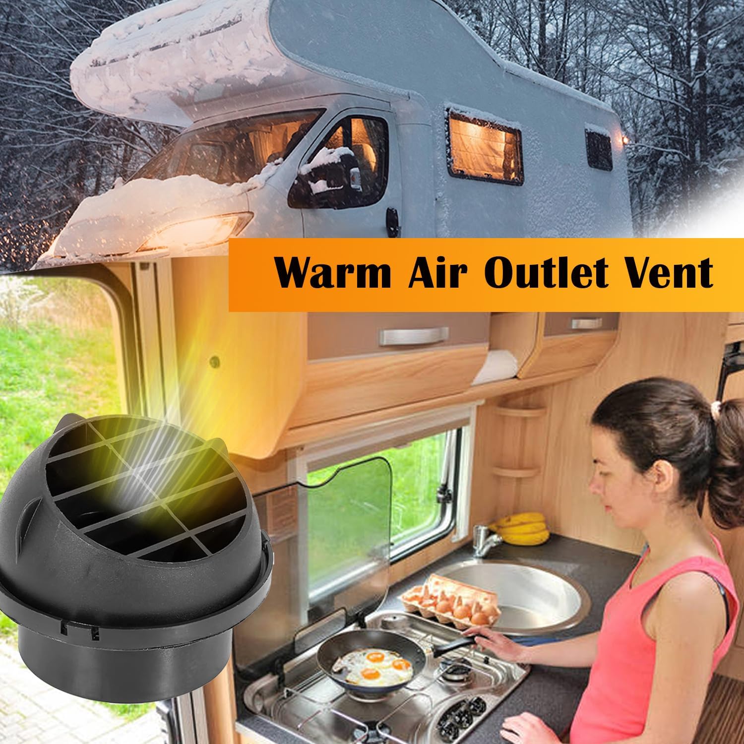 Sortie D'air Chaud Pour Chauffage Voiture - Diamètre 60 Mm - Rotation 360° - Pour Eberspacher, Webasto, Propex - Noir