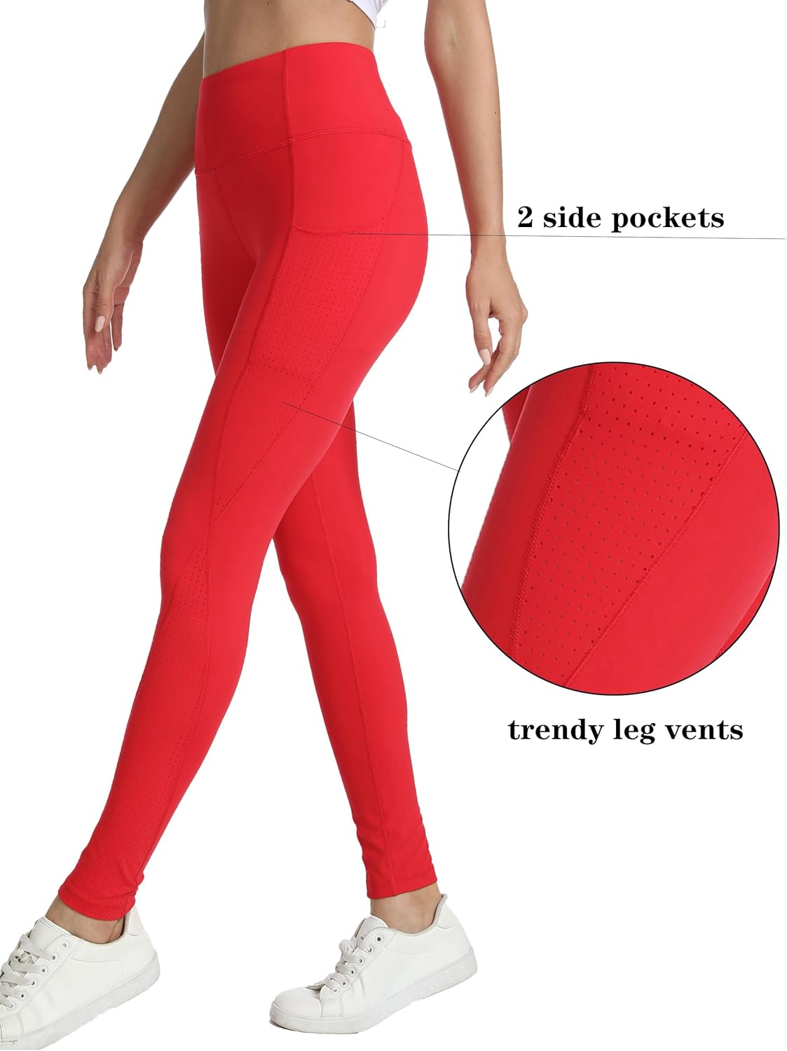 Women's High Waisted Yoga Leggings with Pockets - Tummy Control Soft Athletic Pants for Workout Gym Running - Image 2