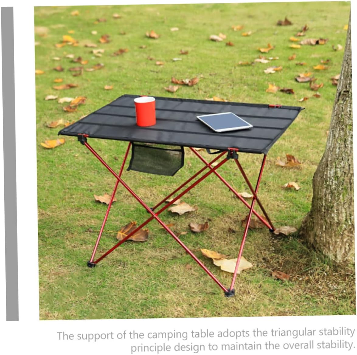FUOYLOO Folding Picnic Table and Chair Set, Lightweight Portable Aluminum Alloy Camping Table with Carry Handle, Medium Red, Foldable Outdoor Picnic and Car Travel Furniture
