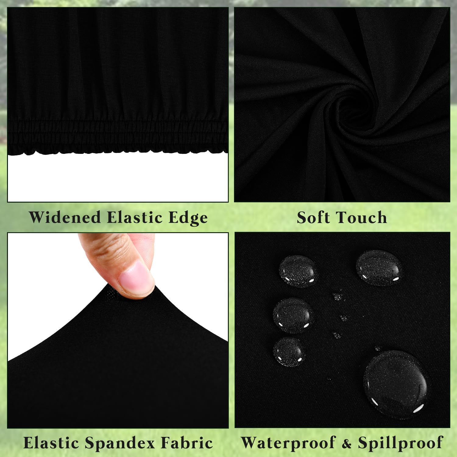 6 Pack Picnic Table Cover Fitted Tablecloth for 6 Foot Rectangle Tables Elastic Waterproof Stretch Washable Patio Folding Outdoor Spandex Table Cloth for Camping Banquet and Parties (Black,30" x 72")